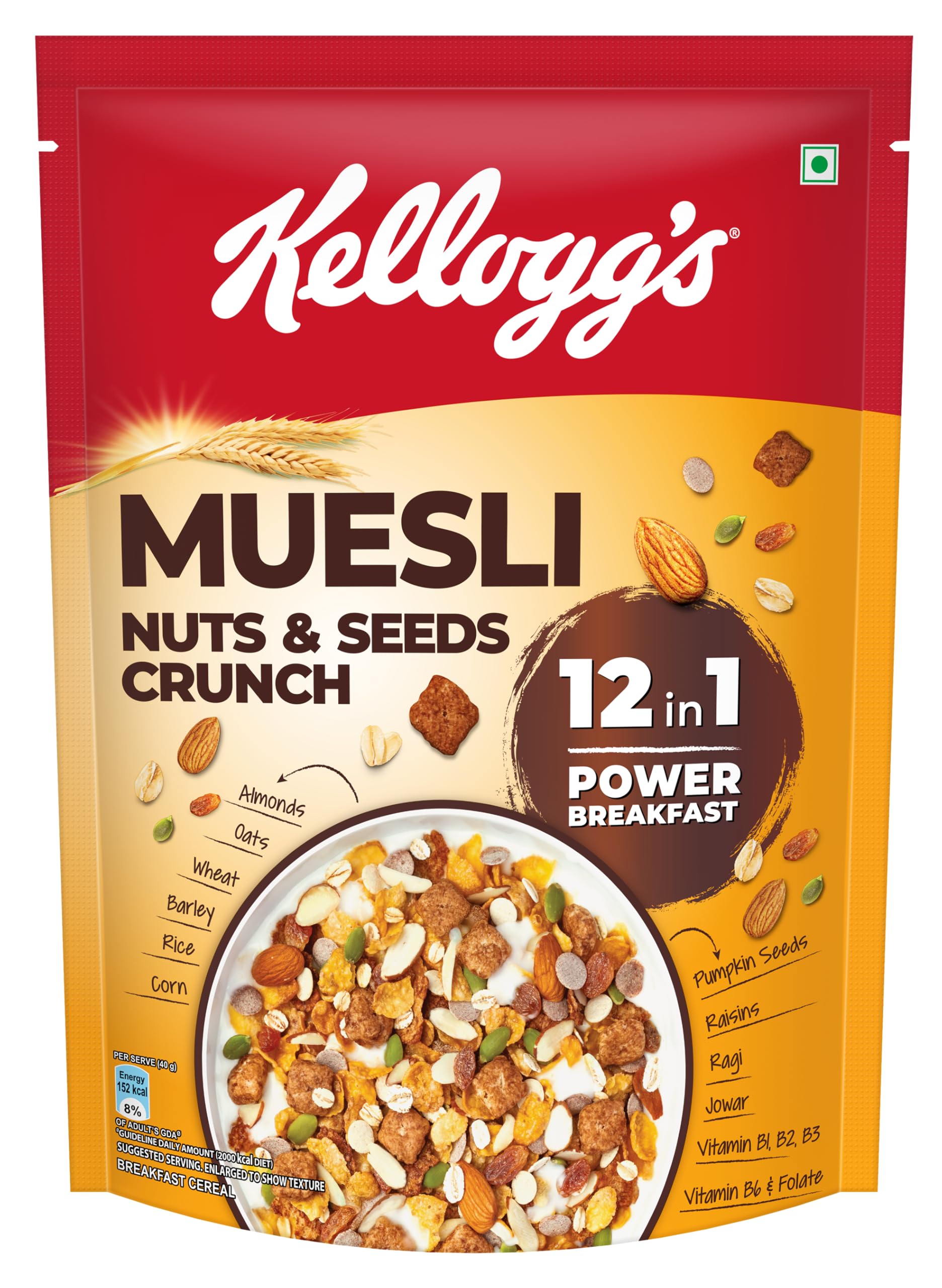 Kellogg's Muesli Nuts Delight 500G | 12-In-1 Power Breakfast | India'S No 1 M...