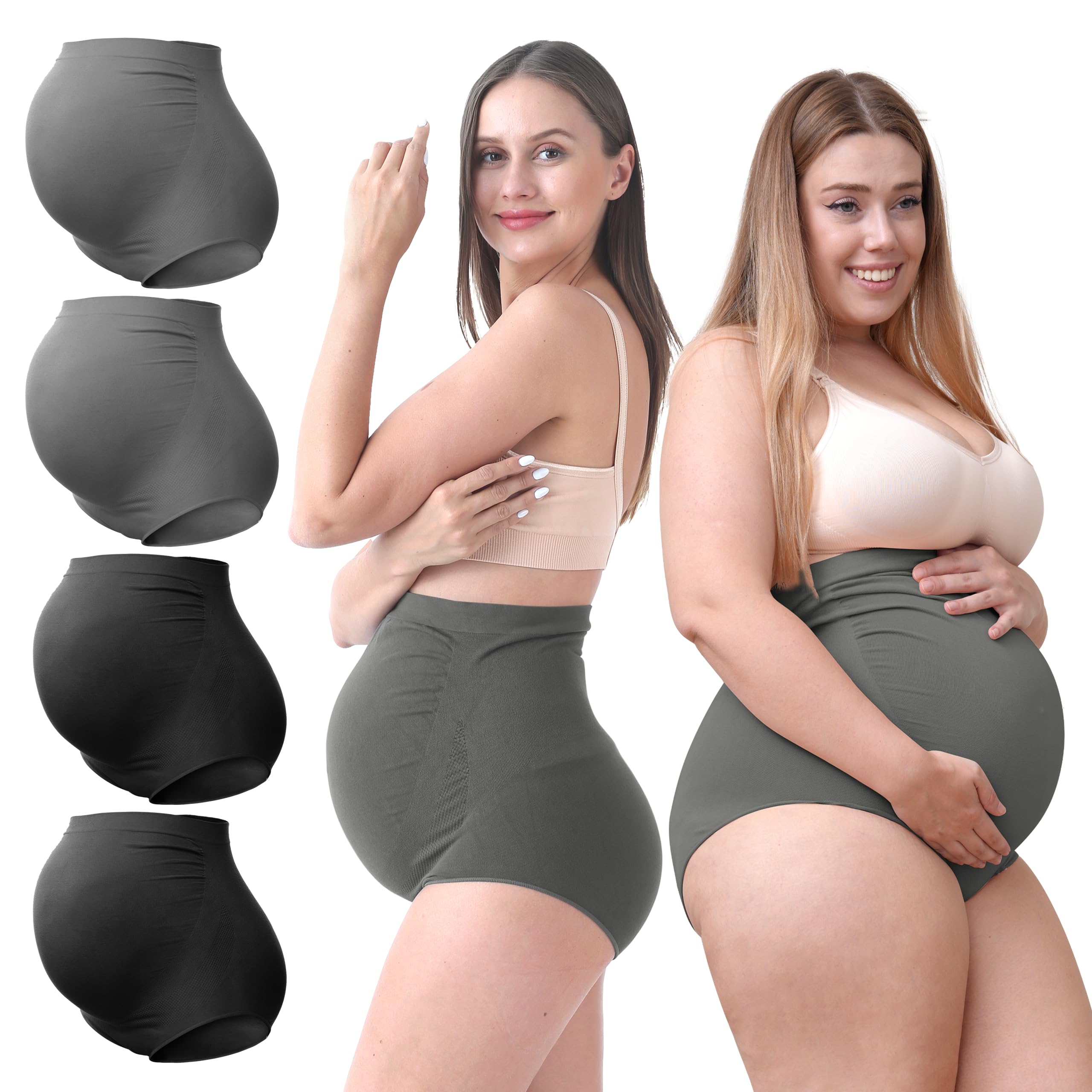 Women's Maternity High Waist Underwear Pregnancy Seamless Soft Hipster Panties Over Bump-image-37