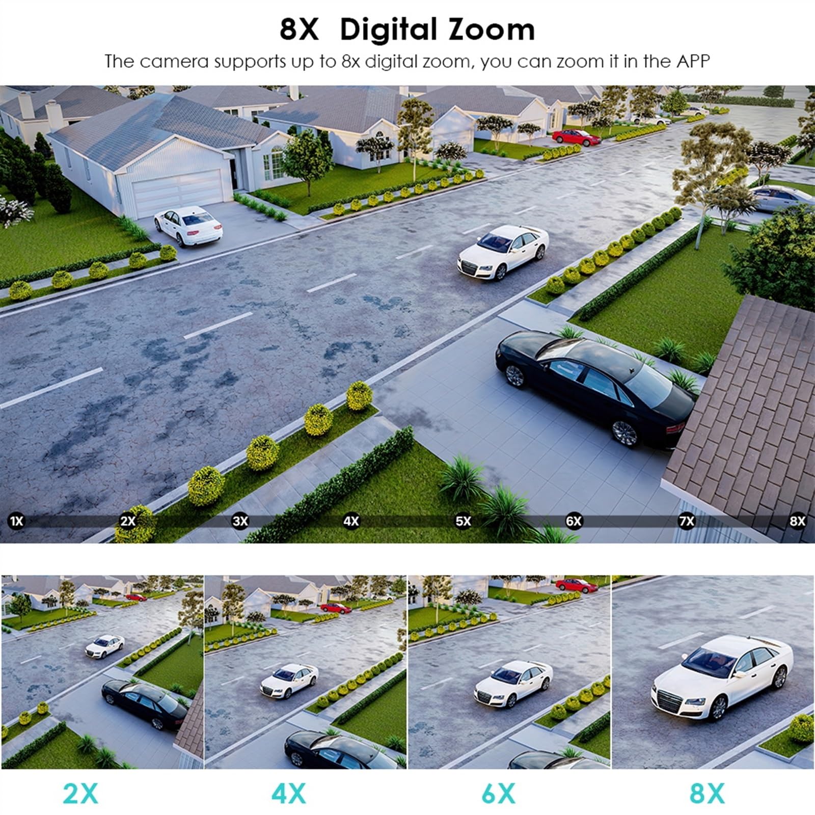 Telecamera WiFi Esterno, 8MP 4K 8X Hybrid Zoom 2.8 + 12mm Dual Lens PTZ Telecamera IP Rilevazione Umana 4MP Audio Security Videosorveglianza Telecamera,Sicurezza, Antifurto(8MP,64G SD Card)