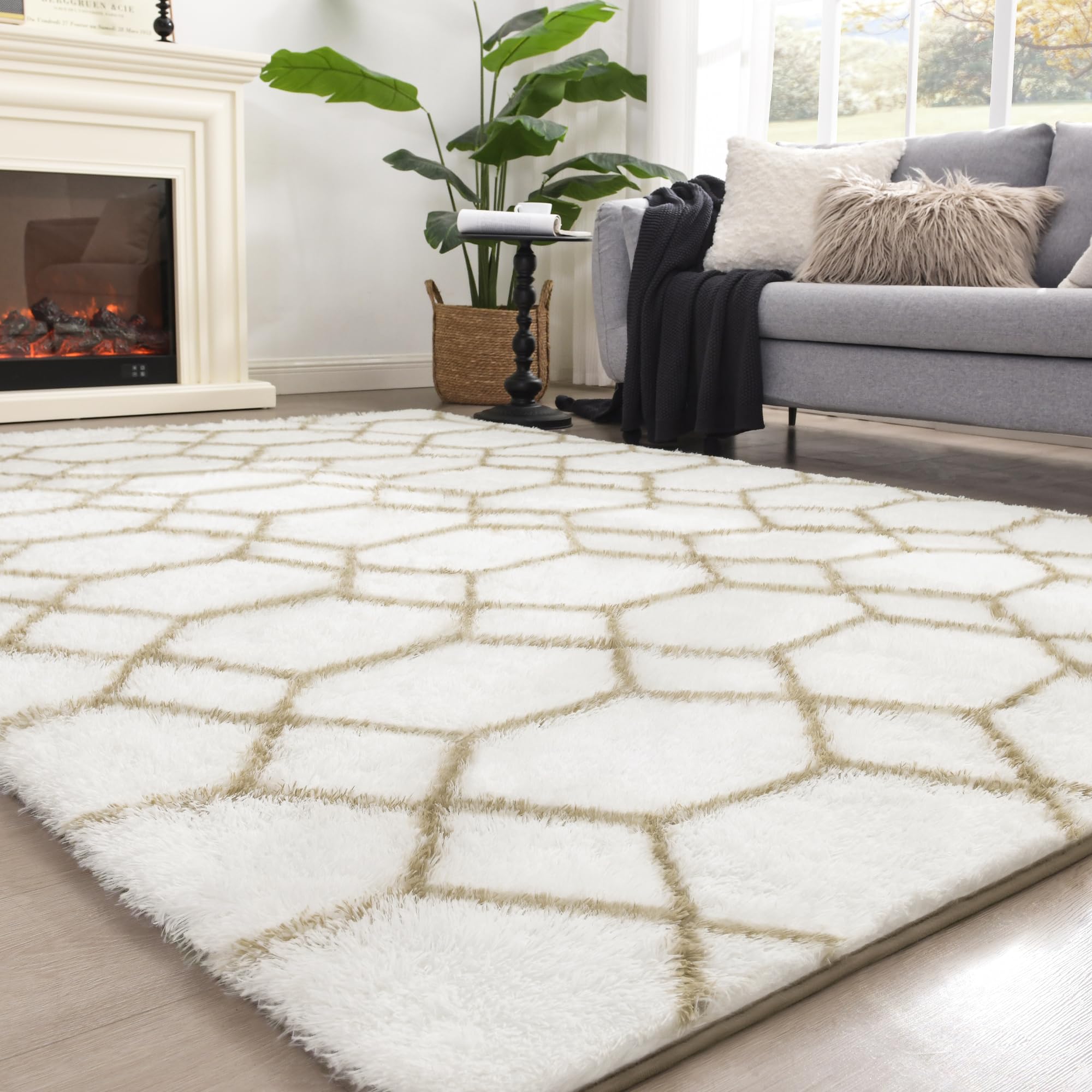 ARKIIKI Geometric Shag Rug