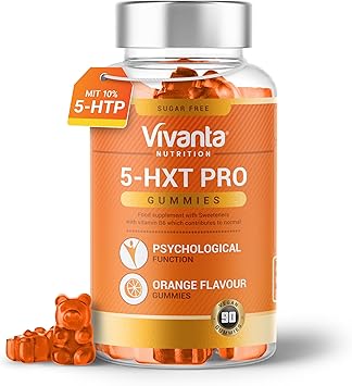 5HXT Pro 5 HTP Gummibärchen (Orangengeschmack) – 200 mg Griffonia Samen Extrakt (10% 5HTP) plus hochdosiert Vitamin B6 – 90 gummies (vegane + zuckerfreie)