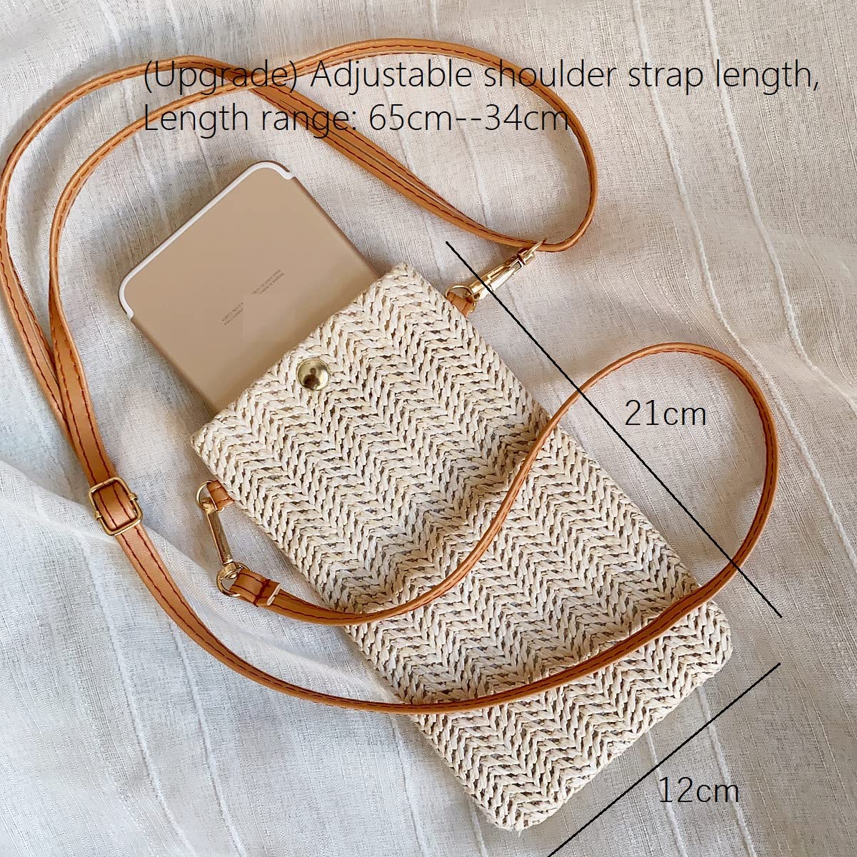 Sacs à Bandoulière Tissés en Paille pour Femmes, Sacs Décontractés pour Téléphone Portable