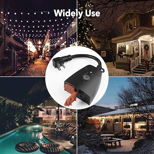 Miniatura 8 de Enchufe WiFi inteligente para exteriores, temporizador Wi-Fi de alta resistencia HBN con dos tomas de corriente con conexión a tierra, control