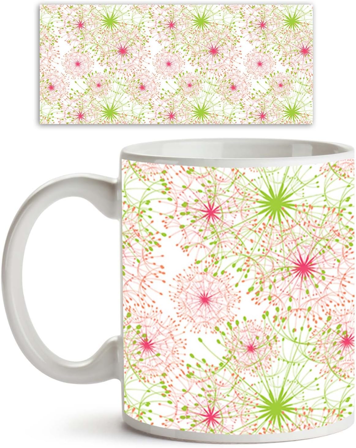 ArtzFolio Dandelion Ceramic Coffee Tea Mug Inside White 325ml Round Mug; Set of 4 PCS