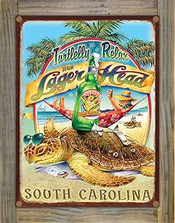 South Carolina Turtlelly Relax Rustic Metal Print on Reclaimed Barn Wood from Illustration by Artist Jim Mazzotta 8.5" x 11.5"