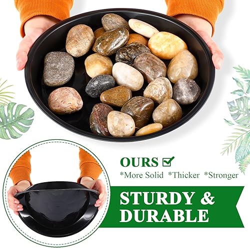 Miniatura 3 de Paquete de 30 platillos redondos de plástico para plantas, platillos negros para macetas, platos gruesos para plantas, bandeja de agua, bandeja de