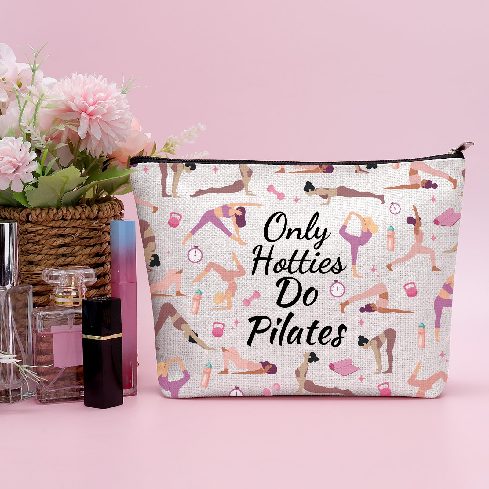 Pilates Lovers Makeup Bag for Women Pilates Gift for Yoga Lover Friend BFF Sister Christmas Birthday Gifts Mothers Day Presents for Coworker Thank You Cosmetic Bag for Pilate Teacher Instructor