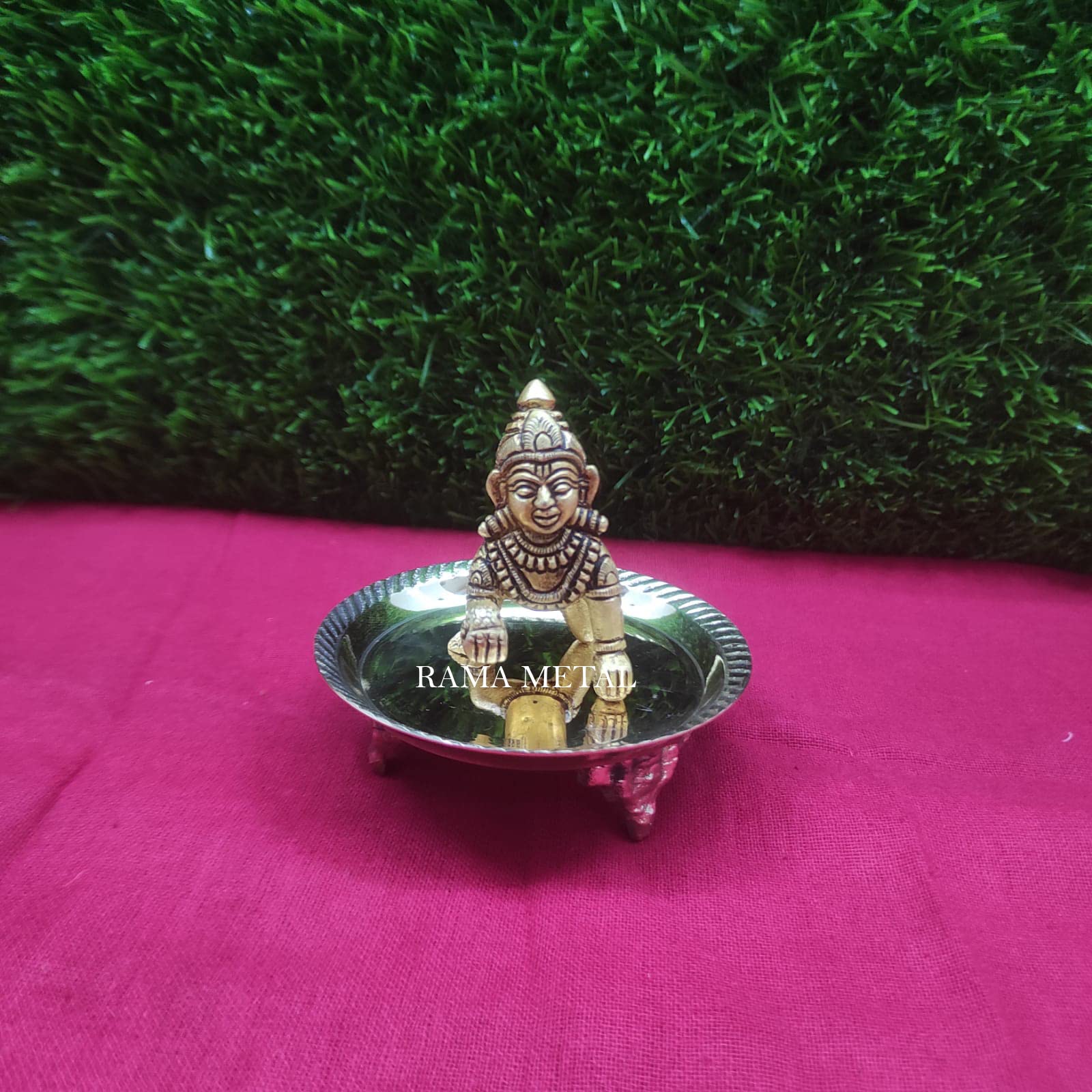 RAMA METAL Brass LADDU Krishna Statue | Brass Child Krishna Idol