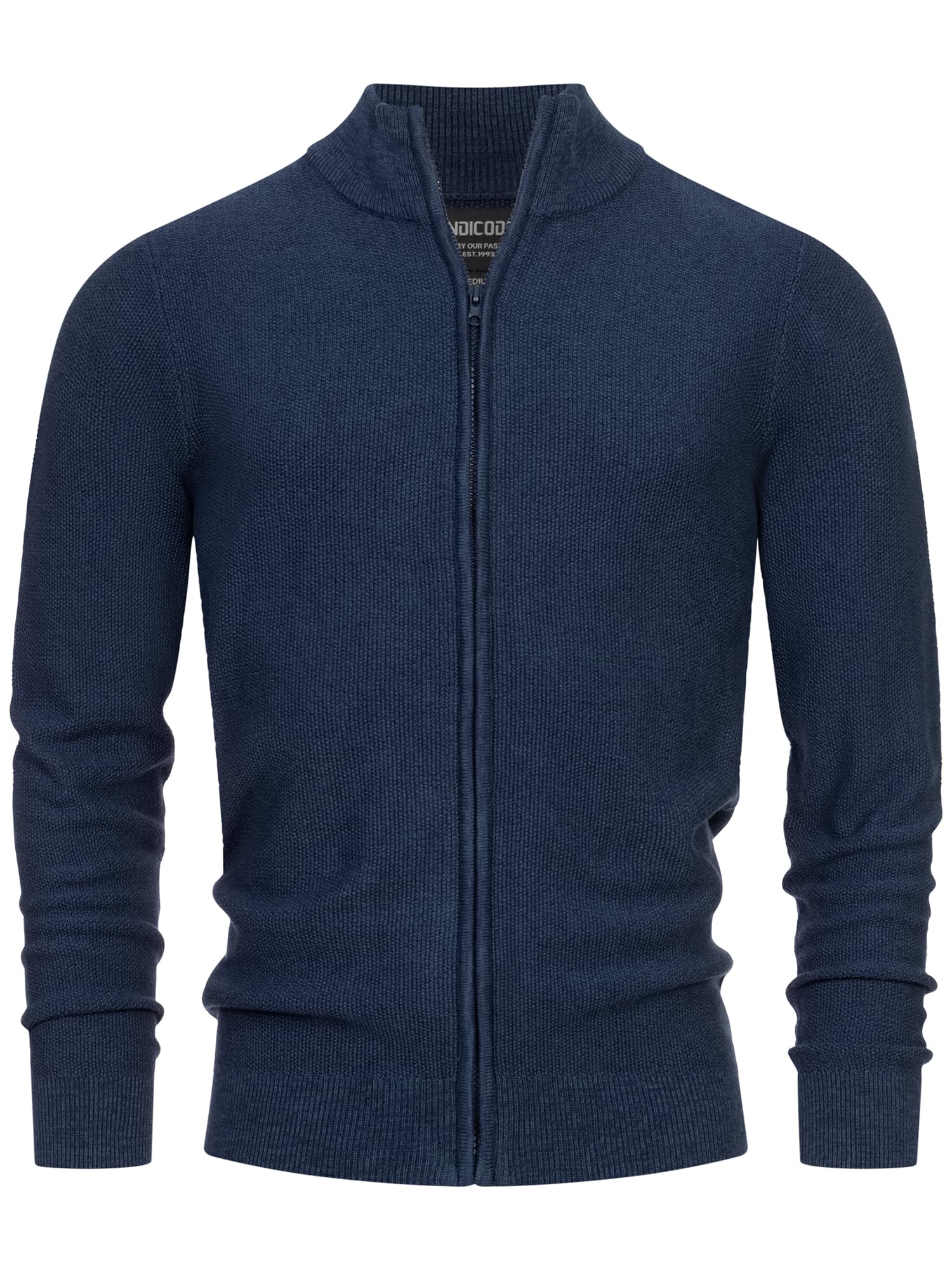 Indicode Uomini INWestmoon Cardigan | Maglia Aperta con Collo Alto