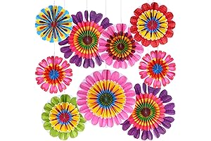 Outus Springtime Bloom Ceiling Wall Flower Hanging Paper Fan Decorations for Spring Summer