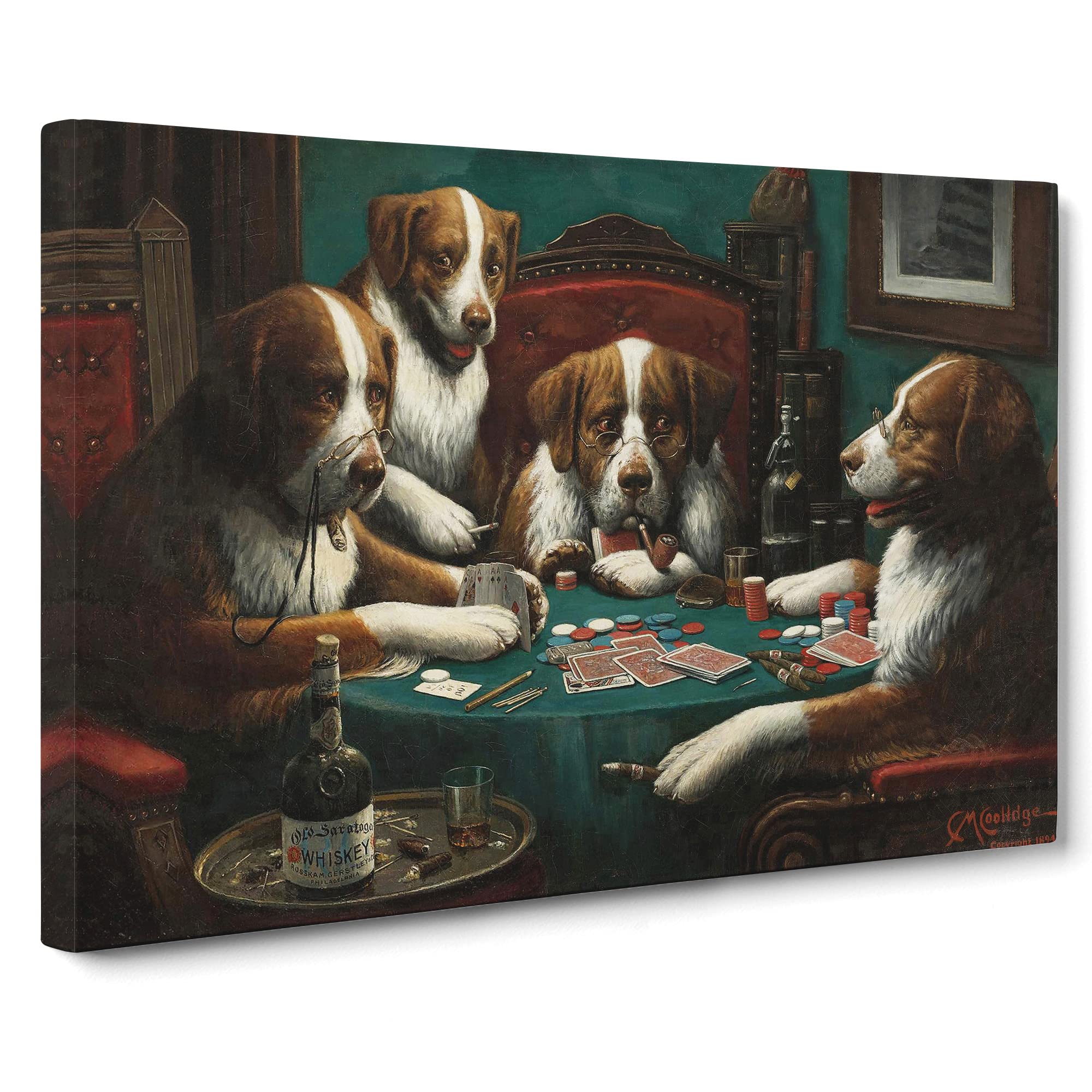 Dogs Playing Poker By Cassius Marcellus Coolidge Canvas Print, Mixed, 25L x 50W cm