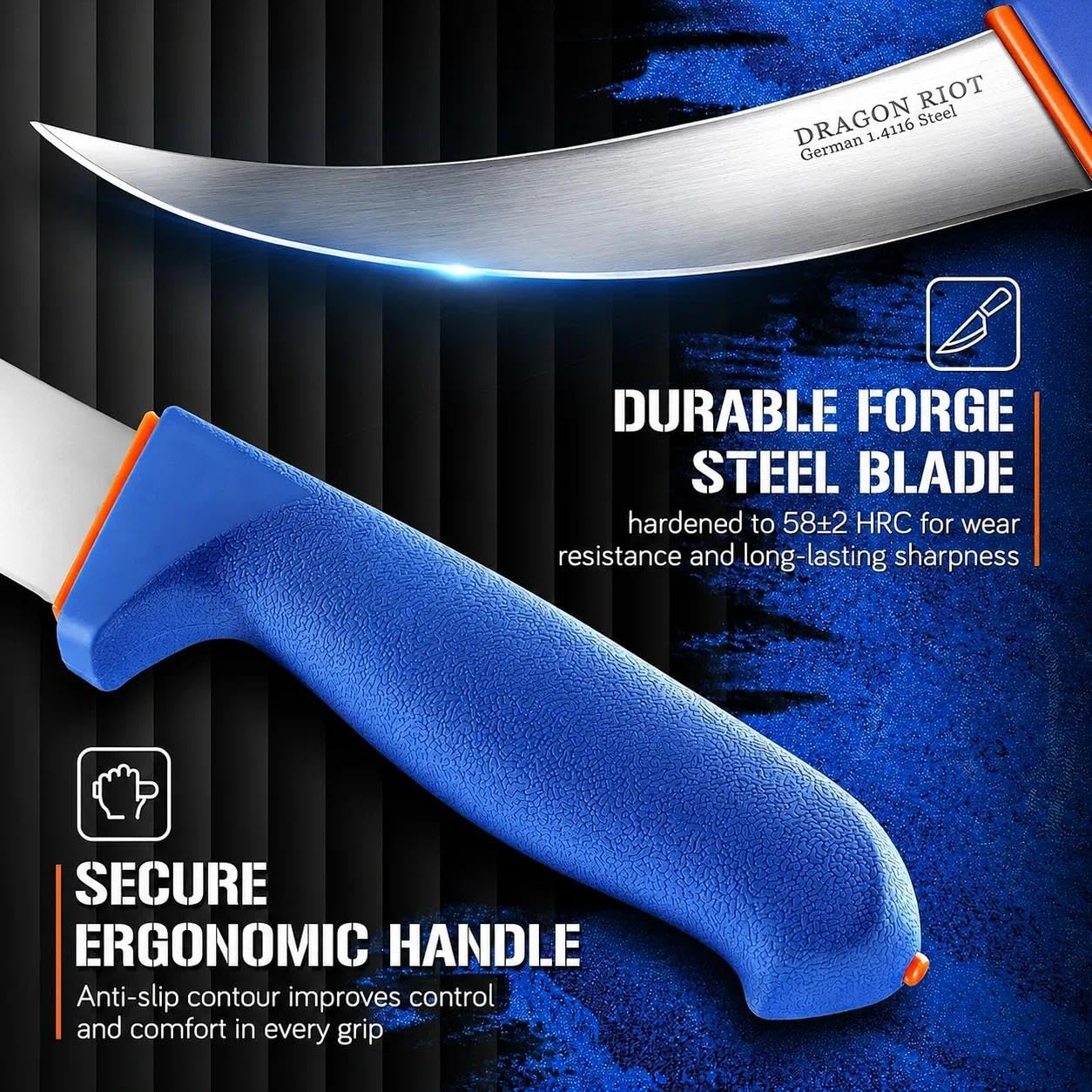 DRAGON RIOT 6 Inch Fillet Knife, Boning Knife, Flexible Blade, Curved Blade — Amazon image 4