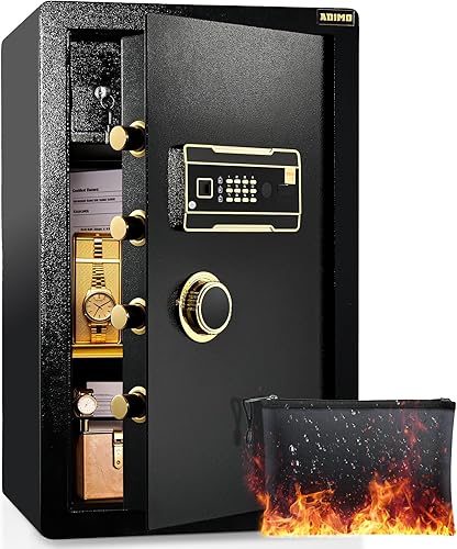 ADIMO Caja fuerte, 3.6 pies cúbicos grande resistente con armario con cerradura y bolsa de dinero impermeable ignífuga, teclado digital y sistema de