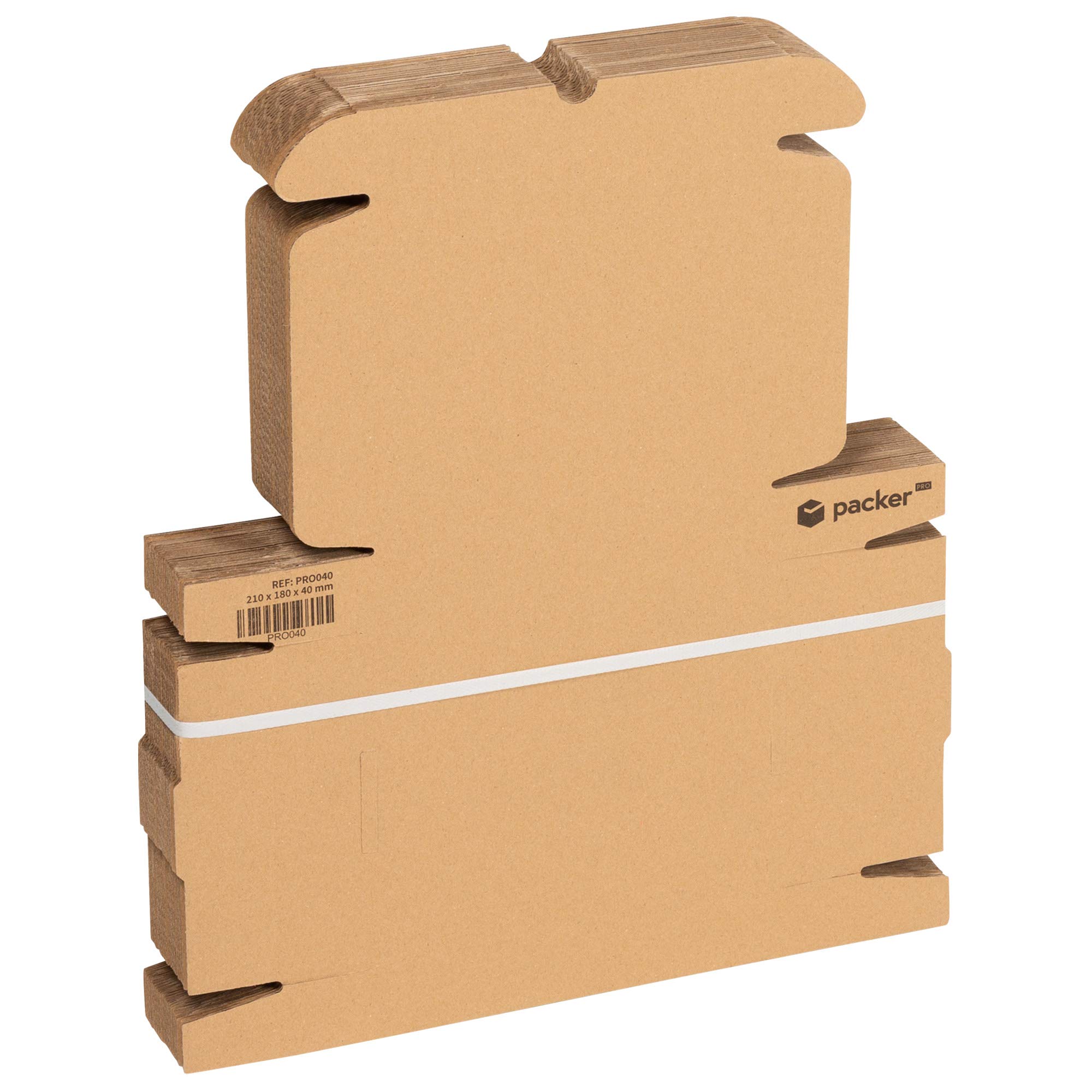 packer PRO Packung mit 25 Boxen aus Karton, selbstmontierend, für Ecommerce und Geschenkpapier, klein, 21 x 18 x 4 cm