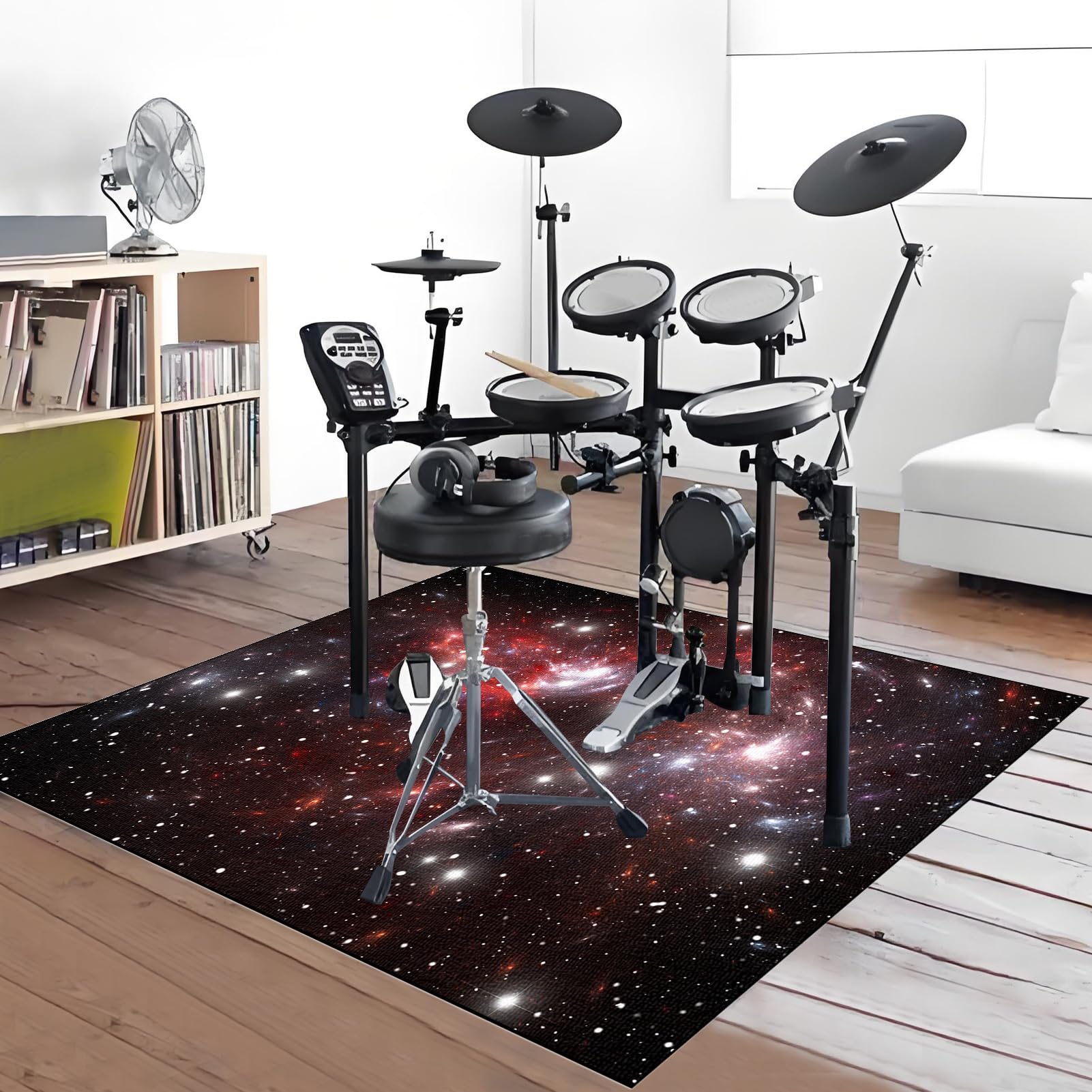 Tappeto Batteria Elettronica 140 x 100 cm, Tappeto Batteria Acustica, Tappeto Batteria Insonorizzante, Tappeto a Tamburo in Strumenti Musicali per Batteria Elettronica Grancassa Rullante Drum Carpet