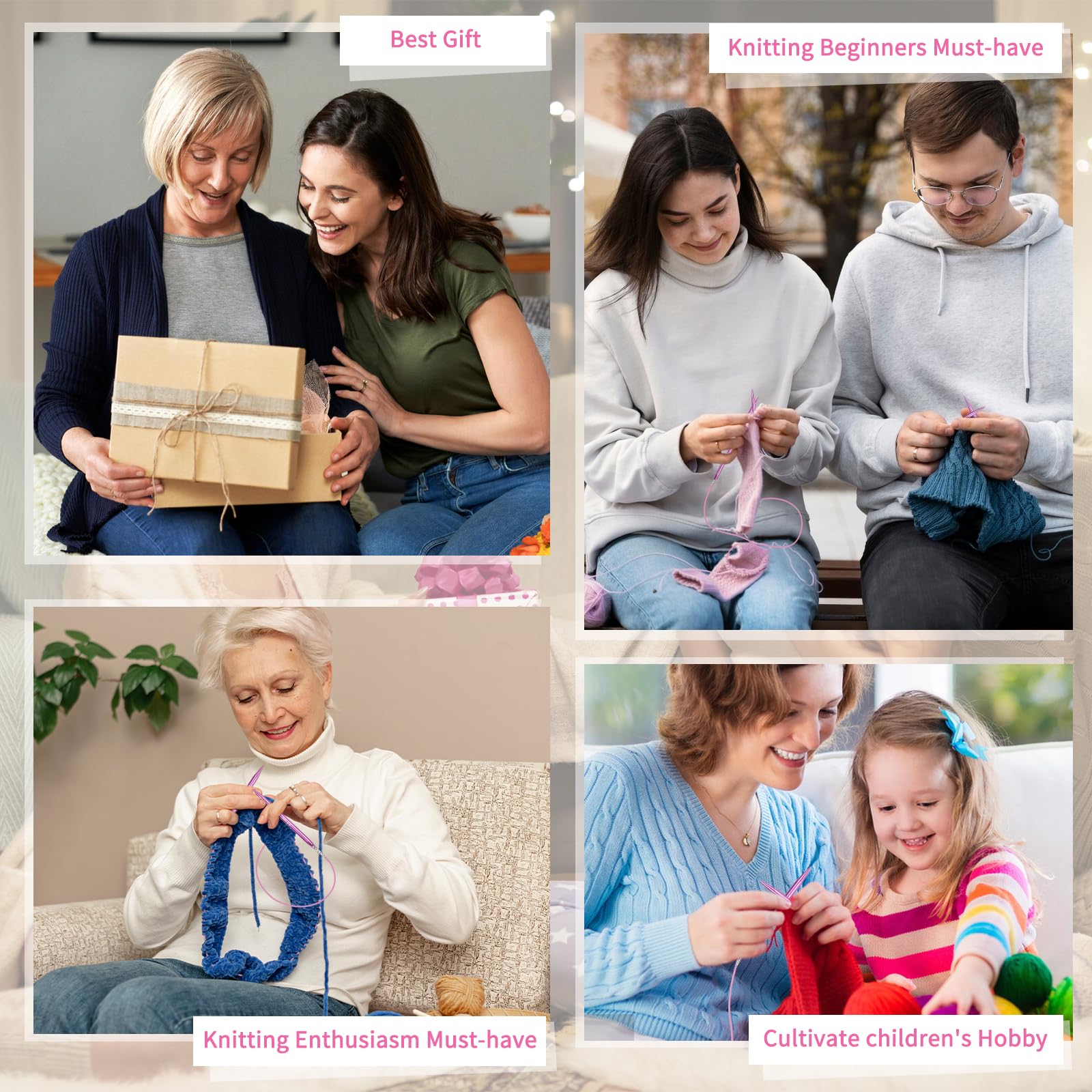 Reessy Stricknadeln, Austauschbare Rundstricknadeln Set mit Etui & Zubehör, 13 Paar Rundstricknadeln 3,0 mm-10,0 mm, Rundstricknadeln für Anfänger Erwachsene