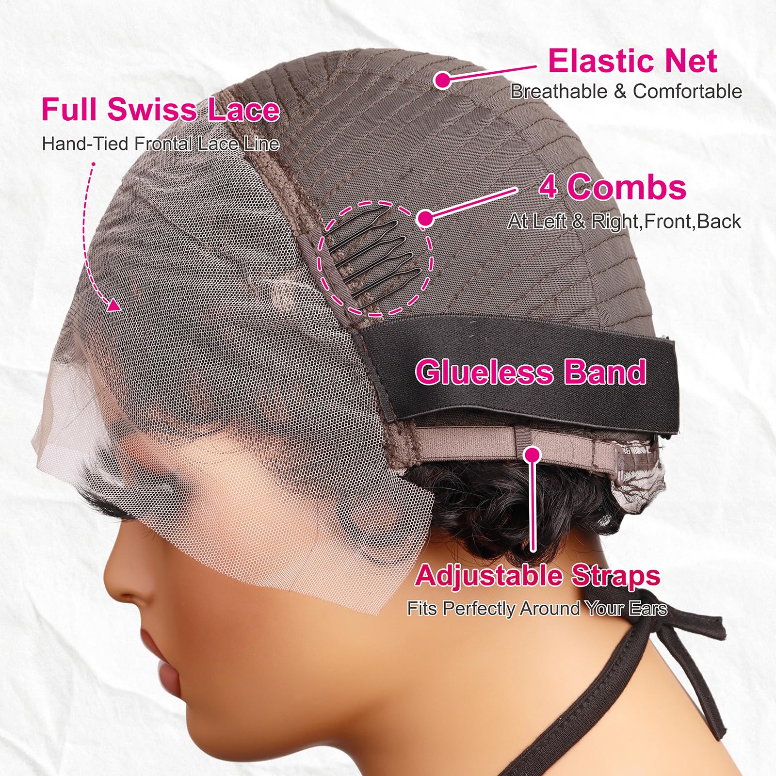 Amazon.com : CRYSTALHAIR Short Curly Pixie Cut 13x4 Lace  display picture 1