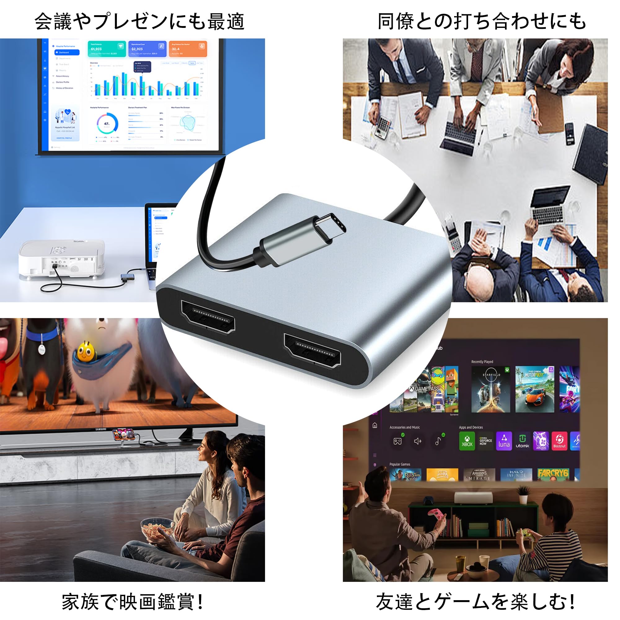 Amazon | USB C デュアル HDMI 変換アダプタ ハブ Type C マルチ