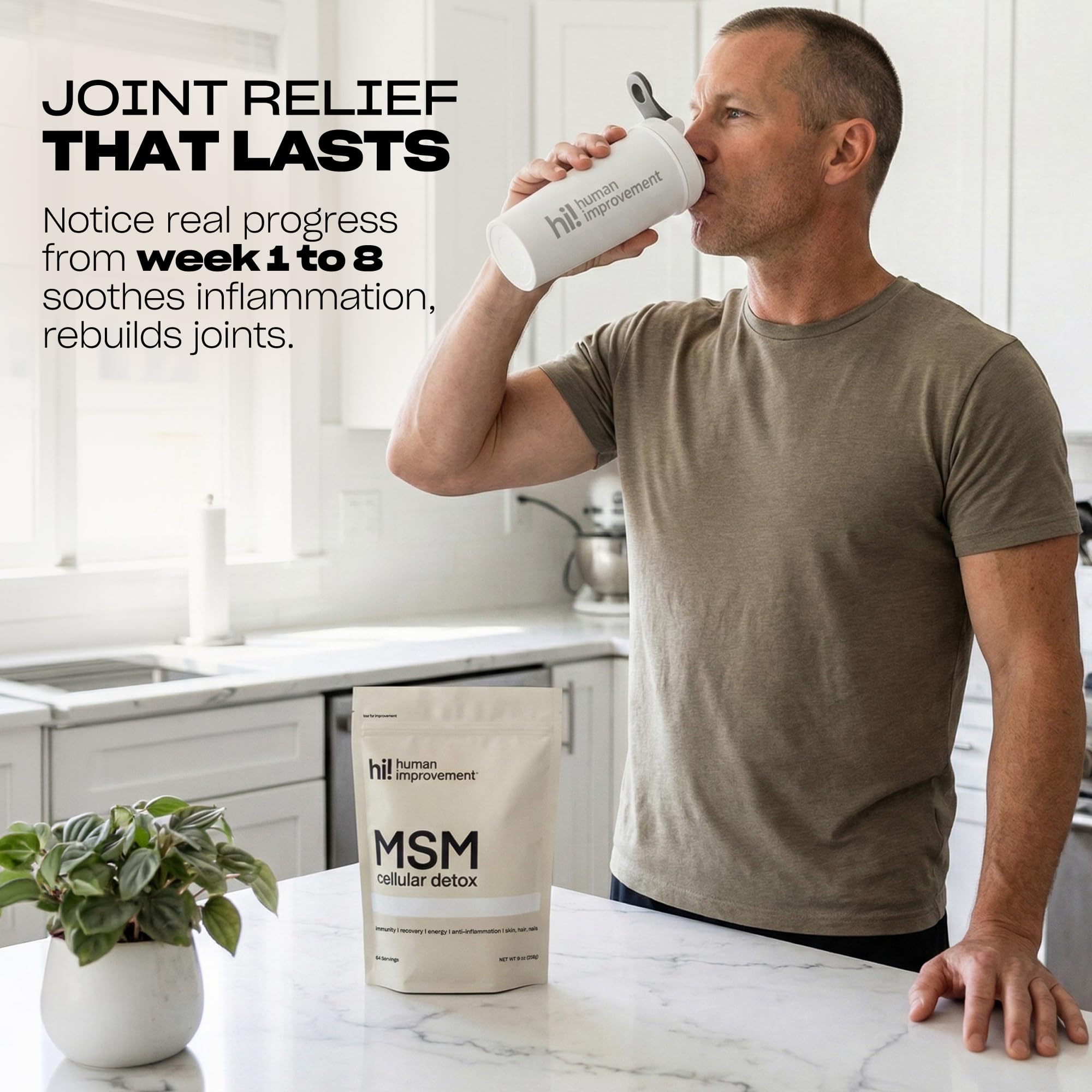 Pure MSM Powder | Organic Sulfur Powder for Skin, Hair, and Nails | Cellular Detox, Joint Health, Immune Boost, & Increased Energy | 99.9% Pure MSM Supplement | Made in the USA, 0g Sugar (64 Servings) — Amazon image 6