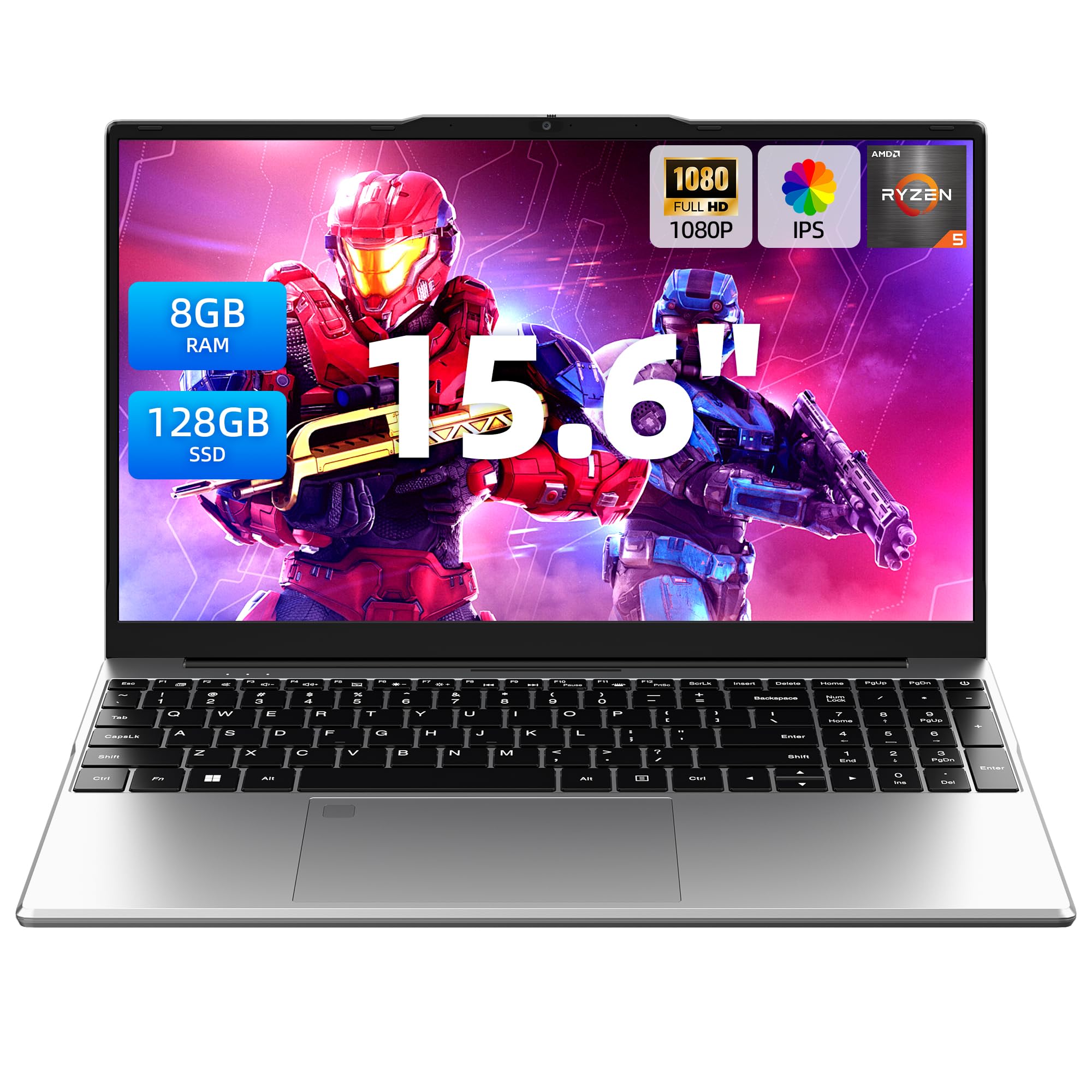 Aurant 15.6 Inch Laptops, AMD Ryzen R5, 8GB RAM, 128GB SSD, Win11 Home