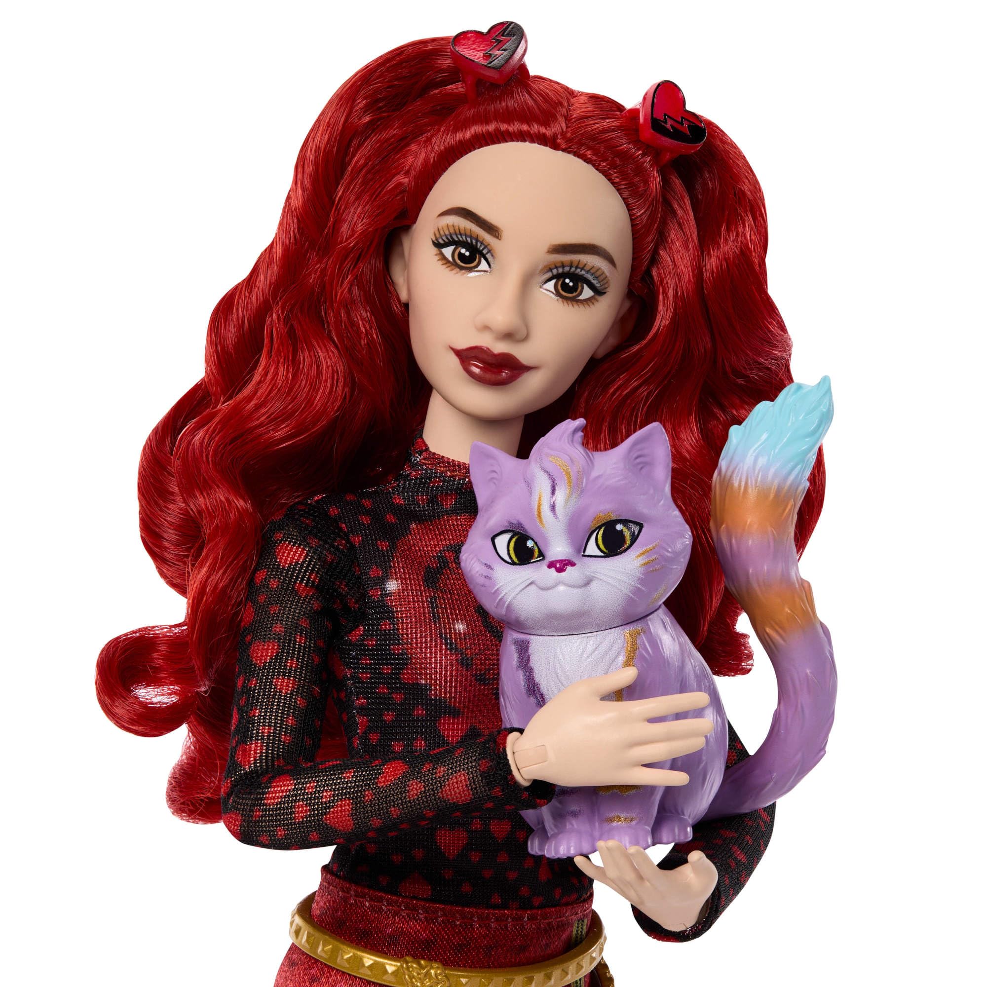 Mattel Disney Descendants: Wicked Wonderland Red und Max Modepuppen | Set mit 2 Modepuppen Red und Max mit ausziehbaren Outfits, Katze als Freund und Taschenuhr Zubehör, JMP50