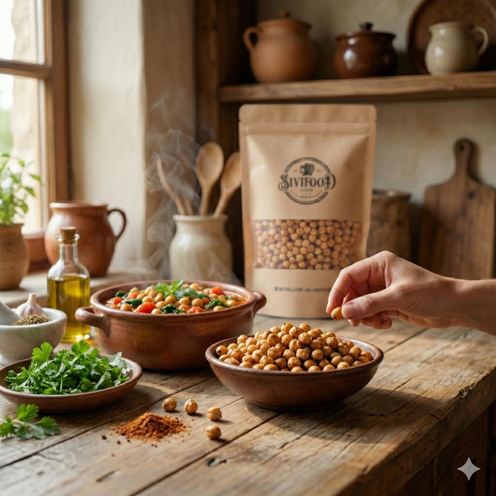 SIVIFOOD ceci tostati croccanti 1kg – 100% naturali, senza additivi o conservanti - ceci interi tostati al naturale non salati decorticati senza additivi legumi snack senza sale ceci arrostiti