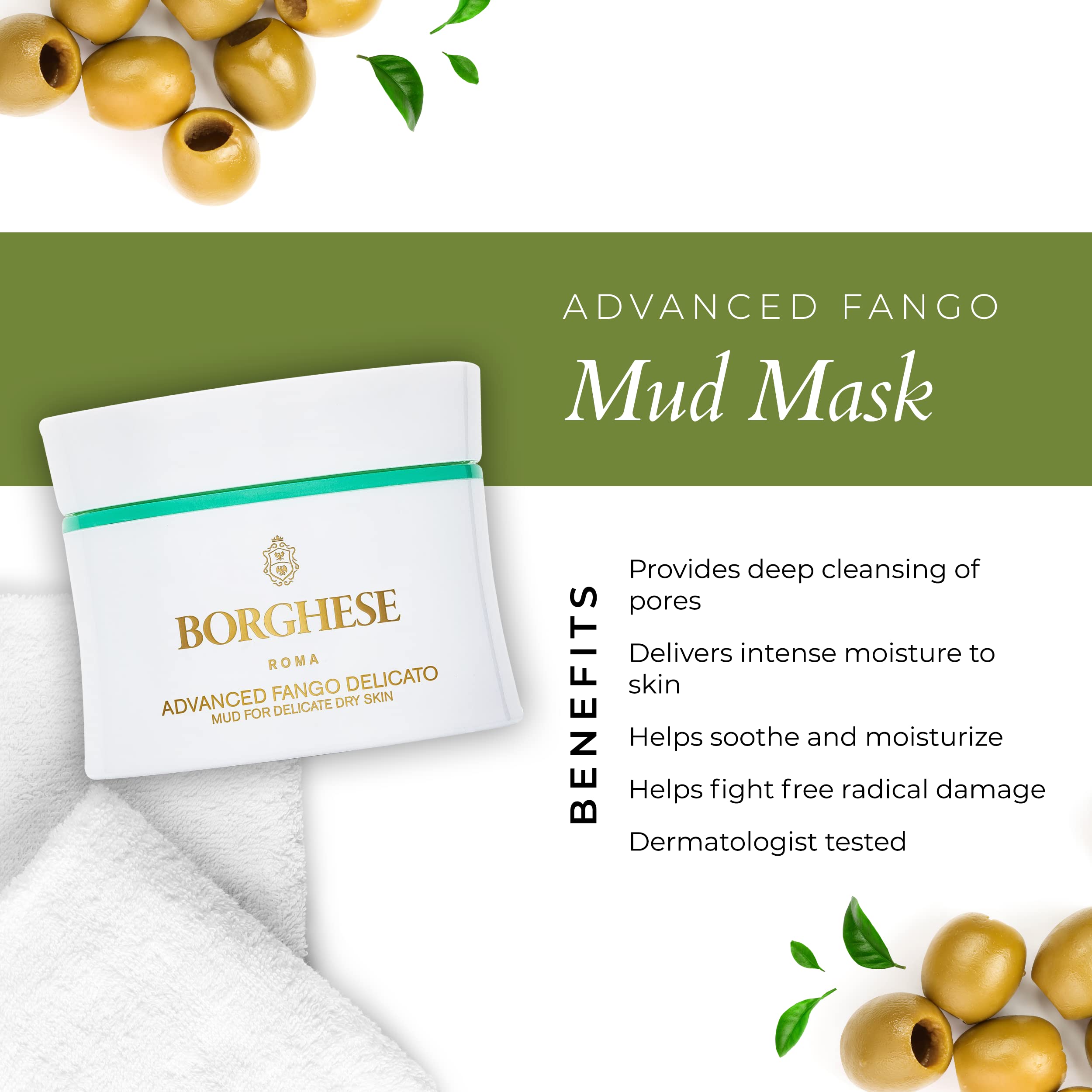 Borghese Advanced Fango Delicato Mud for Delicate Dry Skin, 2.7 oz