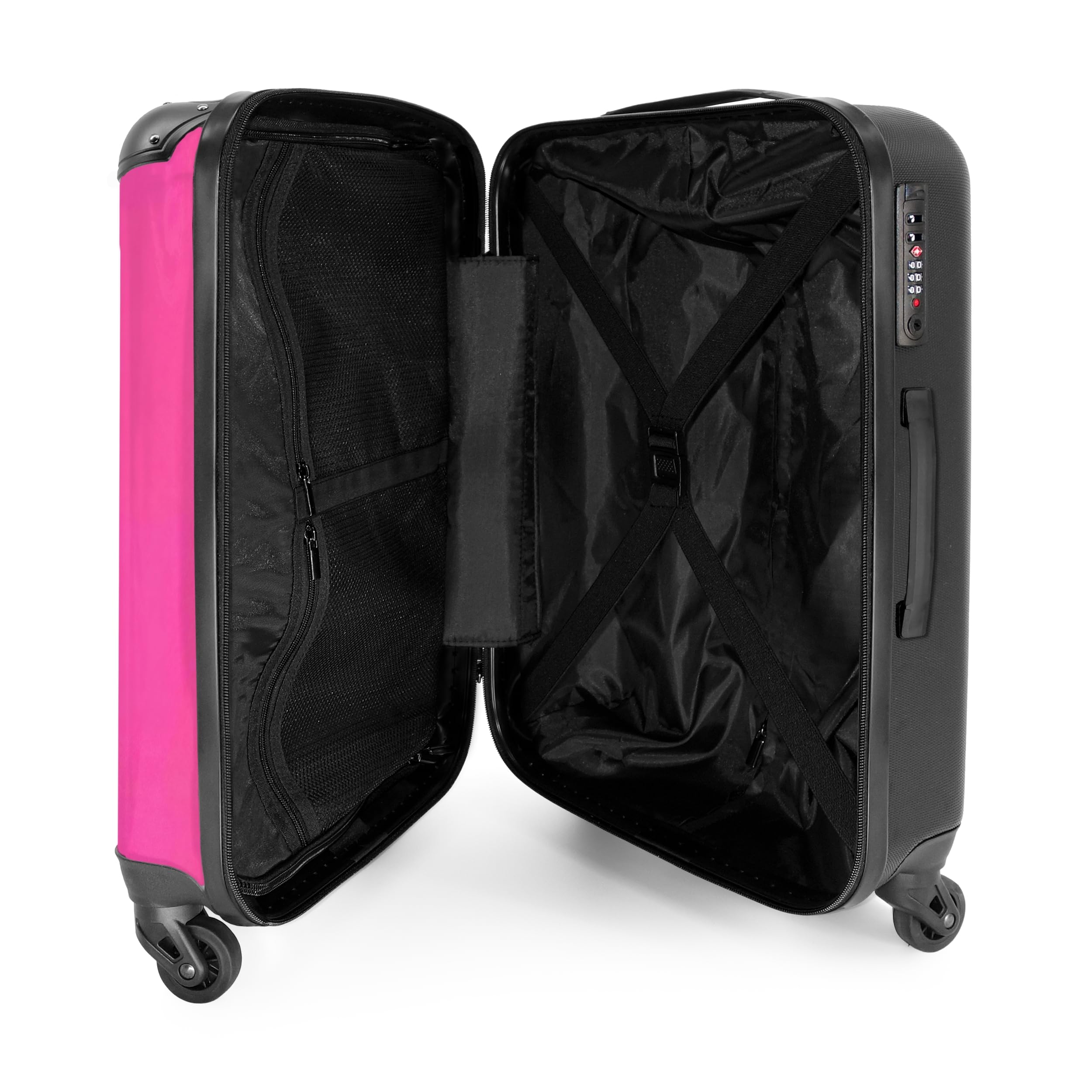 NoBoringSuitcases.com® Koffer Mittelgroß 67x43x25 cm Hartschalenkoffer L Trolley Rollkoffer 4 Rollen Leicht Hartschale Mittel Groß Kirsche - Rosa - Obst
