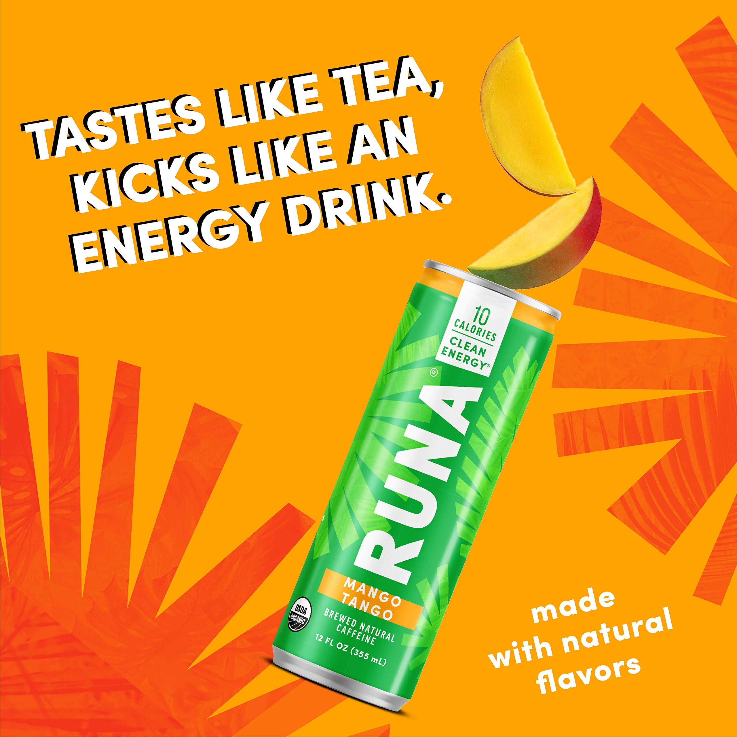Organic Clean Energy Drink by RUNA, Mango Tango Refreshing Tea Taste