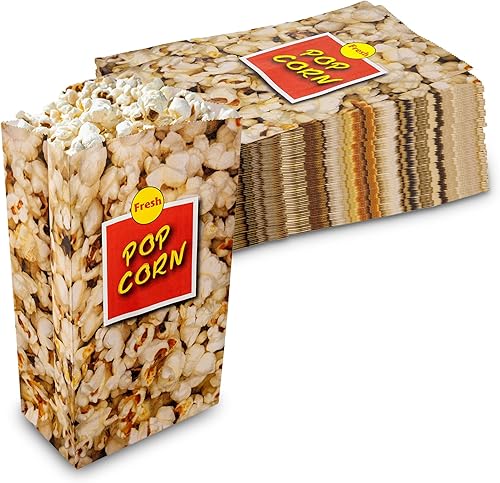 MT Products Bolsas pequeñas para palomitas de maíz para fiestas, 1.5 onzas (paquete de 50), soportes de papel para palomitas de maíz con parte