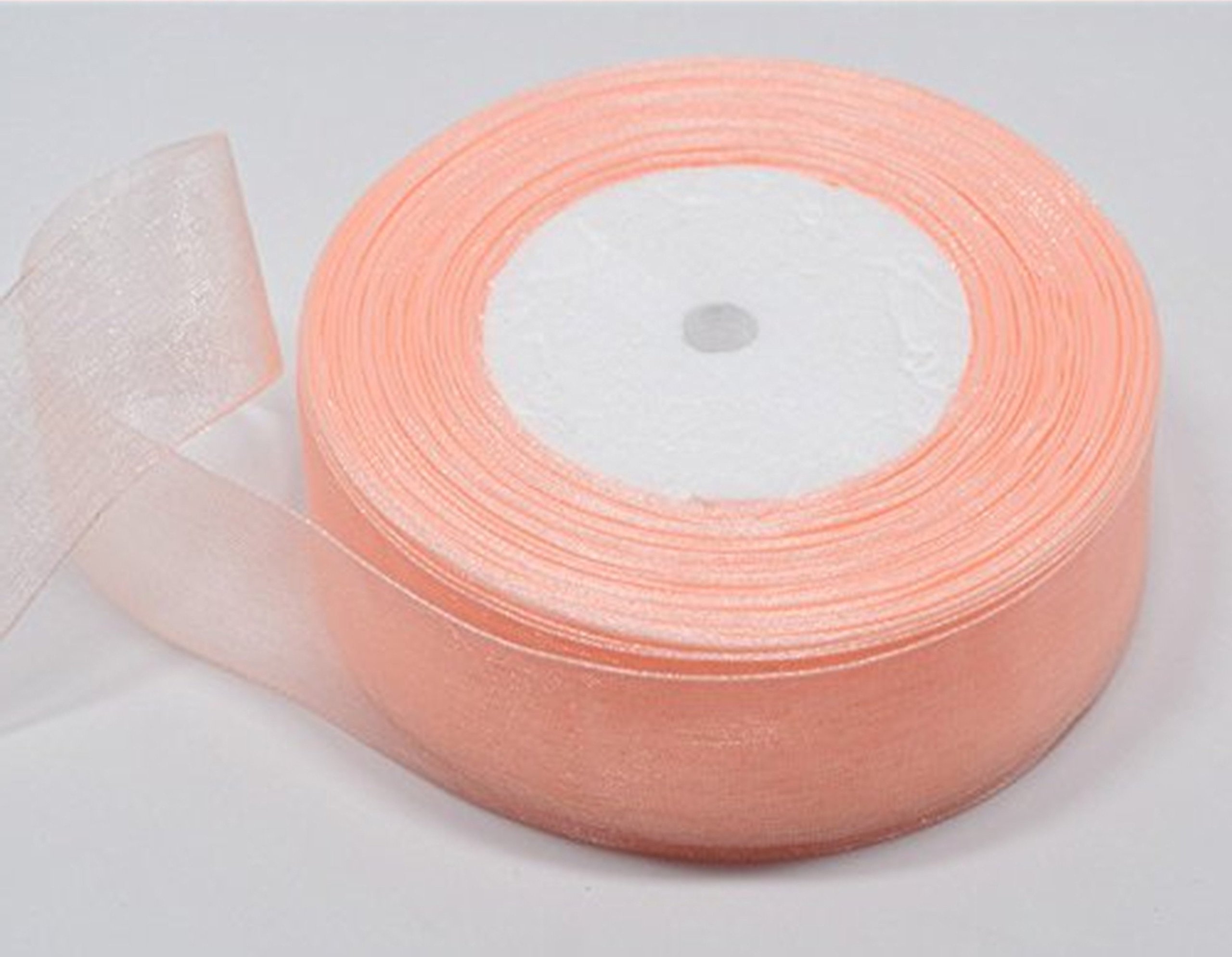 Gcs London Peach Organza Ribbon.44 Mtrs Gift Wrap Ribbon, Ribbons For Gift Wrapping, Christmas Ribbon, Gift Wrapping Ribbon For Crafting, Wedding Party Decor (25Mm, )