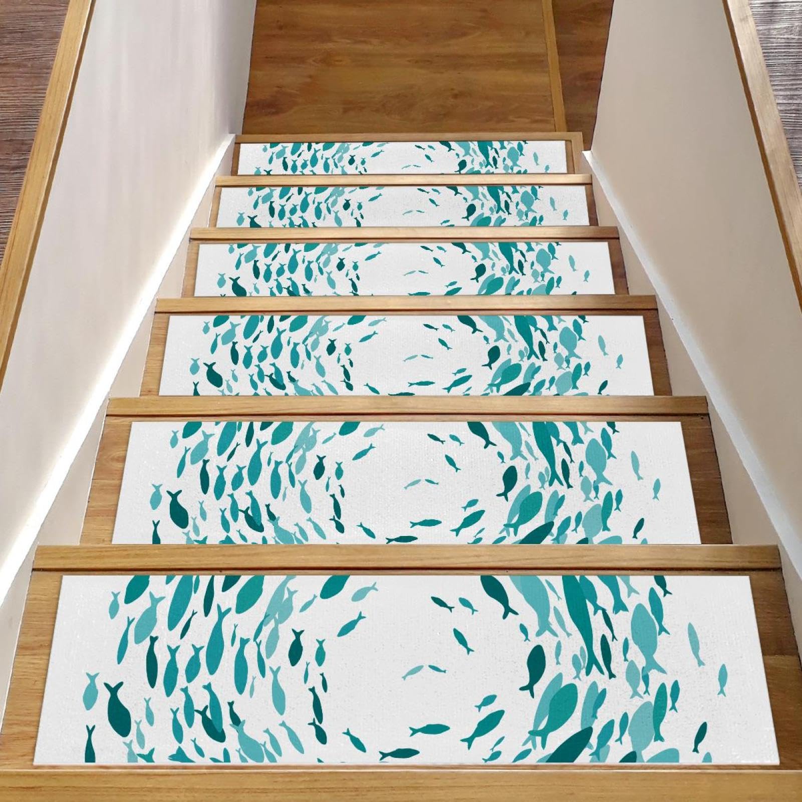 Alfombras para peldaños de escalera de 76x20 cm: pack de 15 alfombrillas antideslizantes de mar