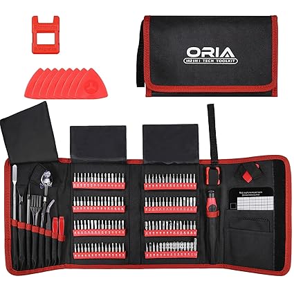 ORIA Screwdriver Set, Magnetic Repair Tools, 142 in 1 Precision Screwdriver Kit with 120 Screwdrivers Bits, Portable Bag for iPhone, iPad, MacBook, Laptop, Watches, Red