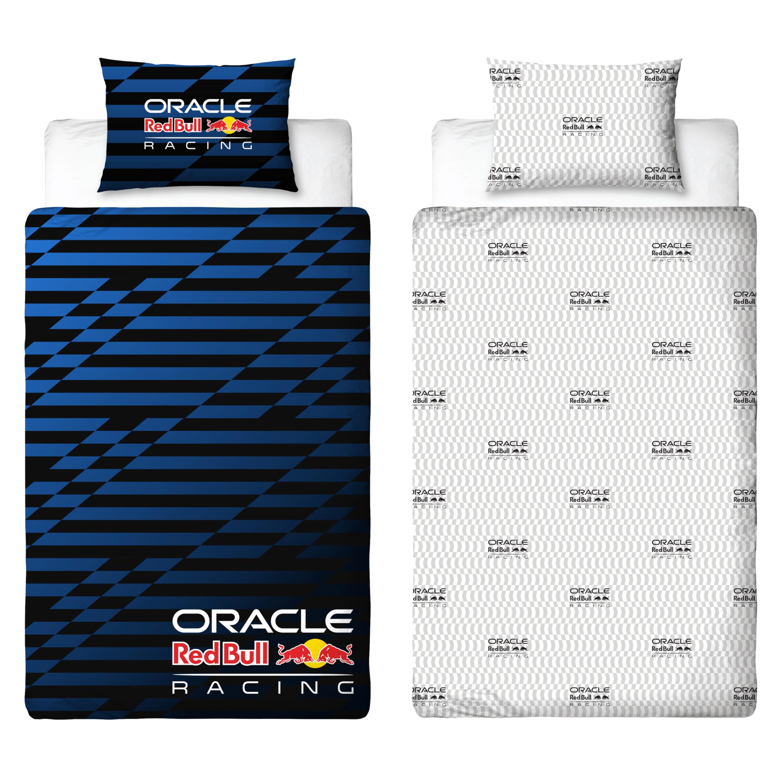 Oracle Red Bull Racing Officially Licensed Single Duvet Cover Set | Automatic Design Reversible 2 Sided Blue Bedding Including Matching Pillow Case Single Bed Set | Polycotton
