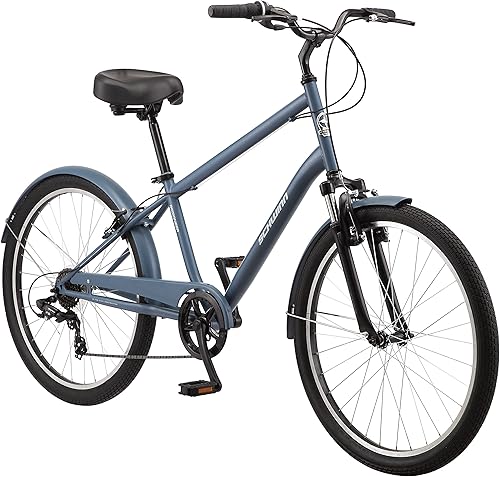 Schwinn Regioneer - Bicicleta híbrida cómoda para adultos, ruedas de 26 pulgadas, 7 velocidades, marco de acero, frenos lineales de aleación, varios