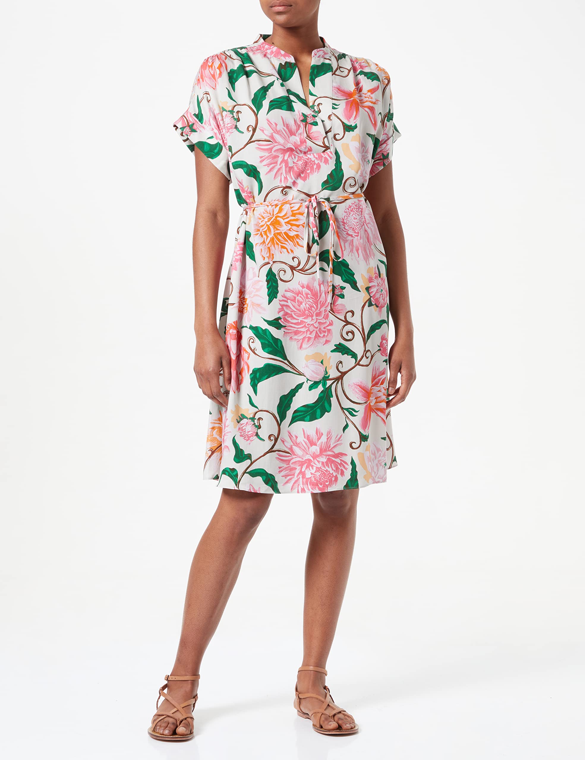 GANT D2. DAHLIA PRINT DRESS, Vestito Donna, Avorio ( EGGSHELL ), 38