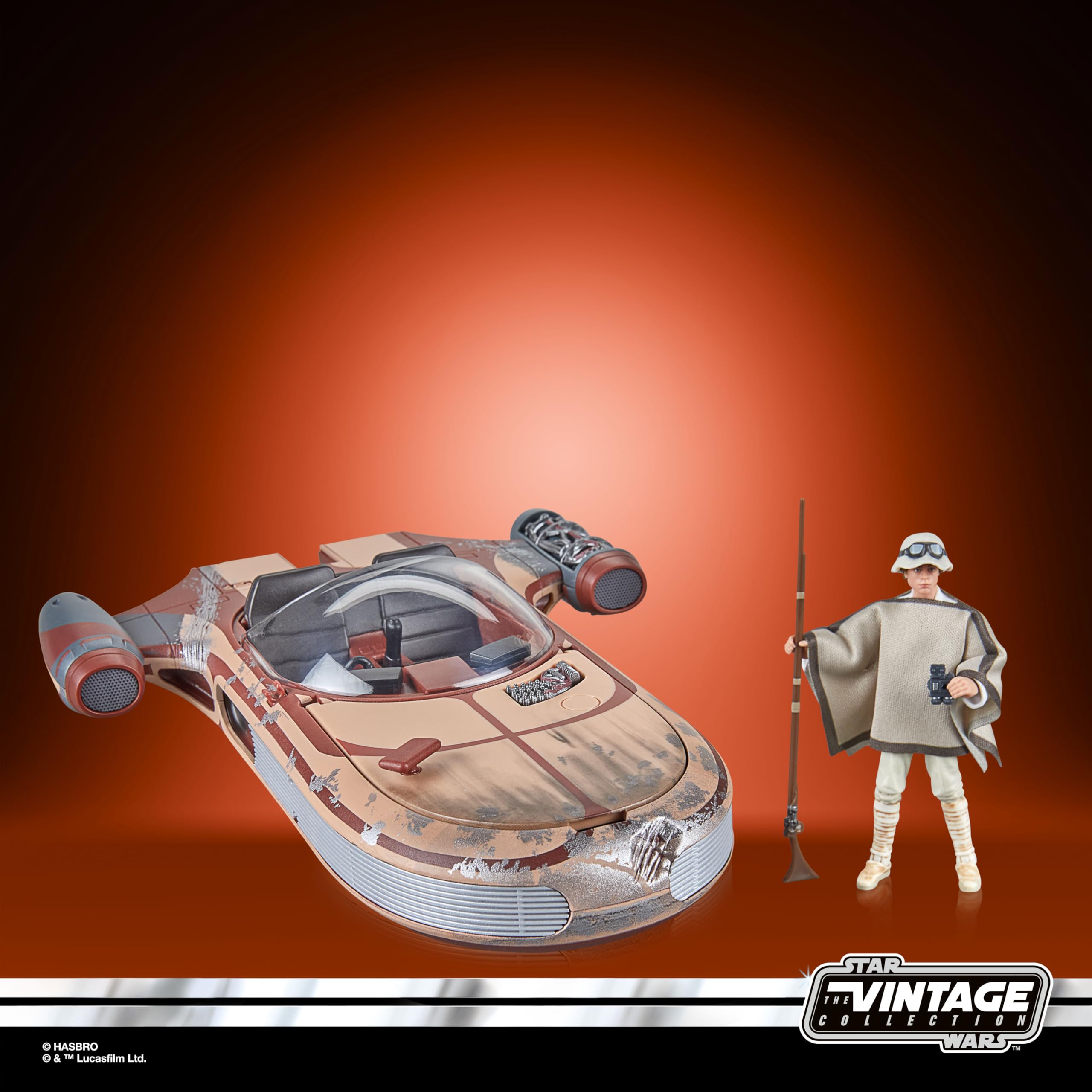Hasbro Star Wars Śmigacz Lądowy i Luke Skywalker z Serii Star Wars The Vintage Collection, 9,5-Centymetrowa Figurka i Model Pojazdu z Filmu Gwiezdne Wojny: Nowa Nadzieja