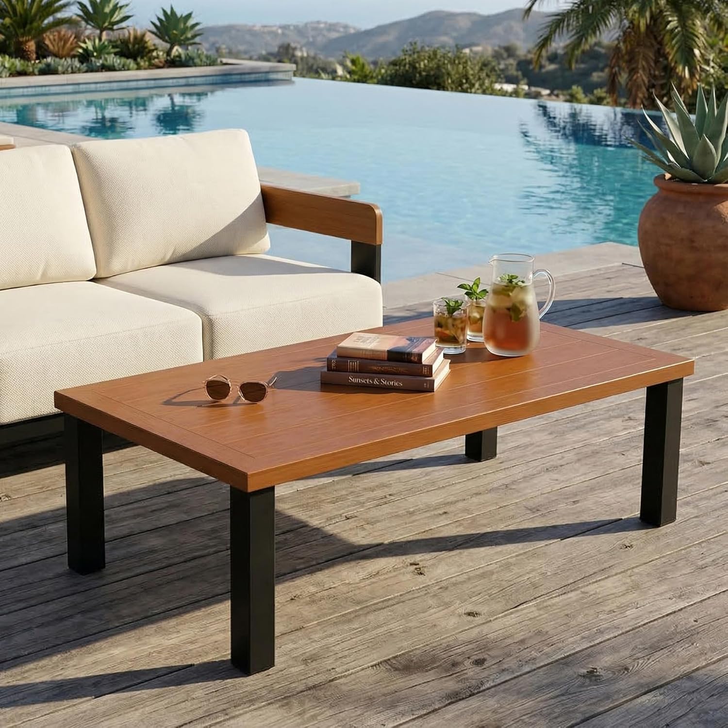 Outdoor Metal Coffee Table,Modern Industrial Style