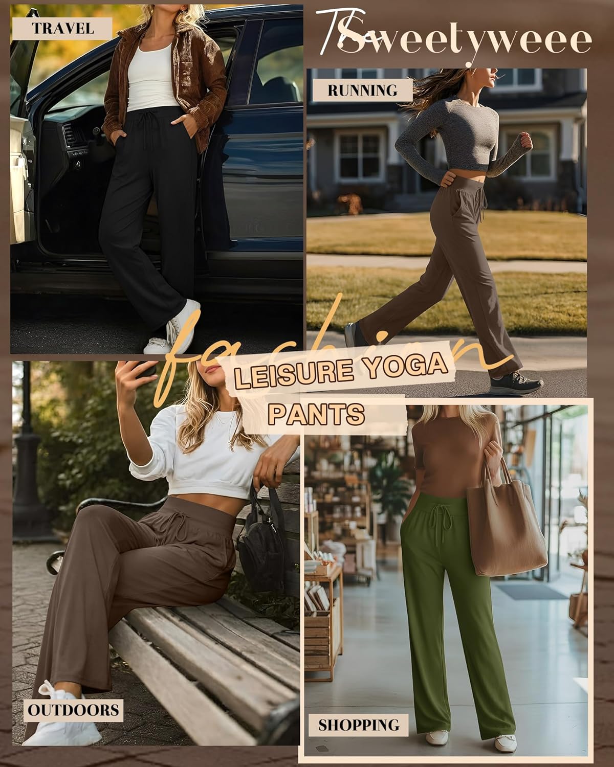 3 Pack Women's Lounge Pants Wide Leg Yoga Pants Loose Drawstring High Waisted Pajama Bottoms with Pockets - Image 2