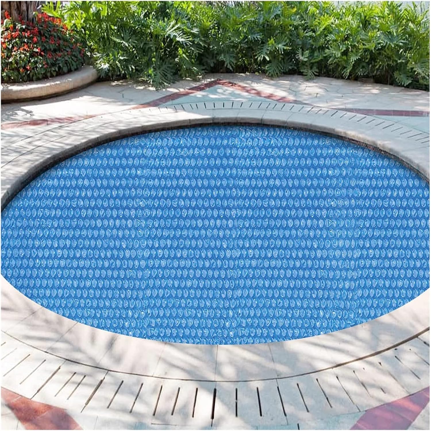 Amazon.co.jp プールソーラーカバー 地中 プールソーラーカバー、 青い丸いバブル 屋外プール 防塵カバー 地上用/インフレータ
