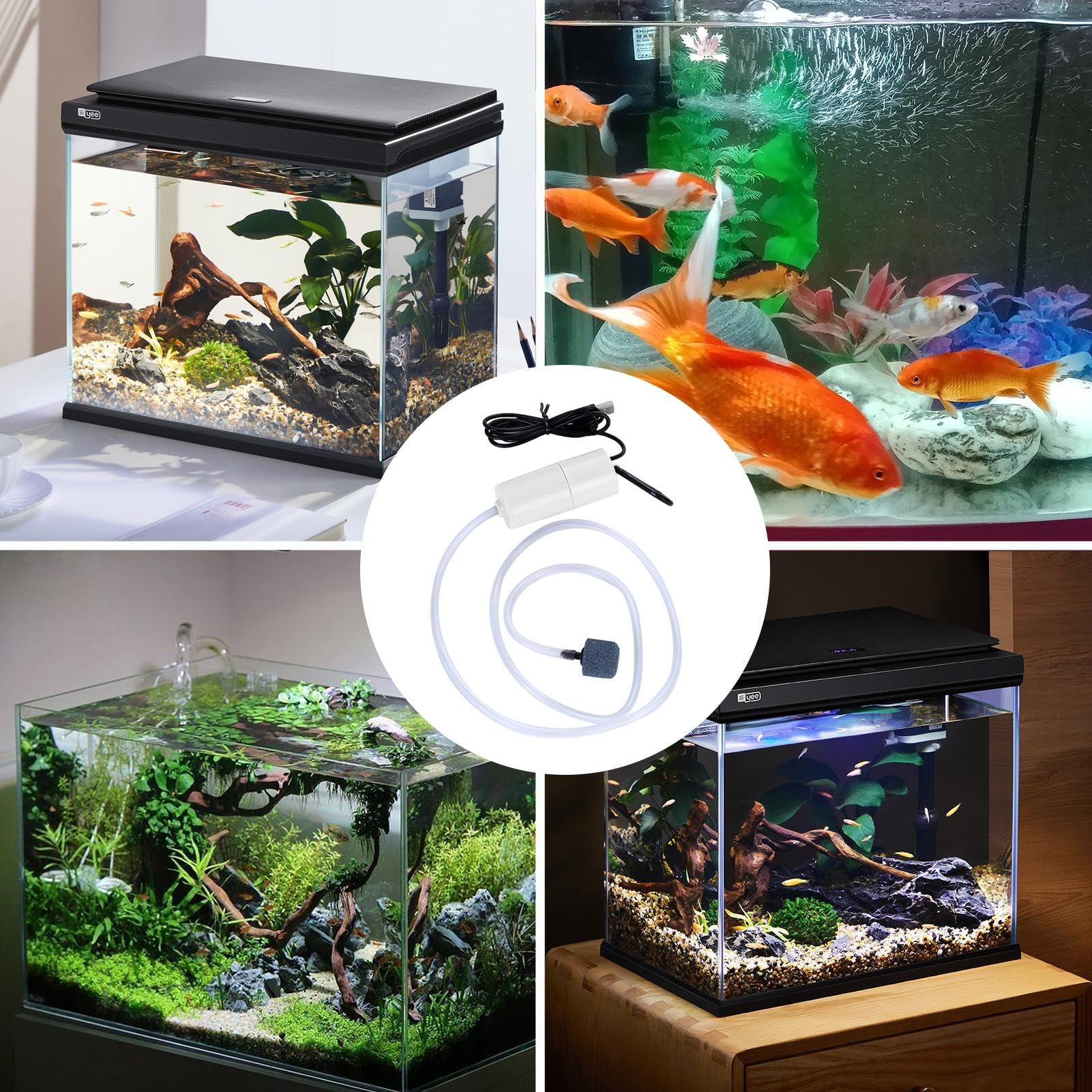 Pompa Aria Acquario Ricaricabile Con Batteria 2200/4400 MAh - Per Emergenze Blackout E Pesca