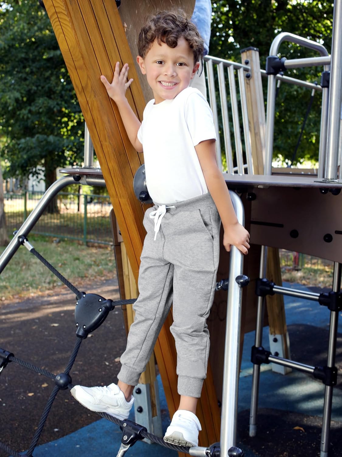 Resinta 3 Pack Toddler Boy Sweatpants Cotton Boys Athletic Joggers Pants Kids Sweats Pants with Pocket Workout Clothes - Image 3