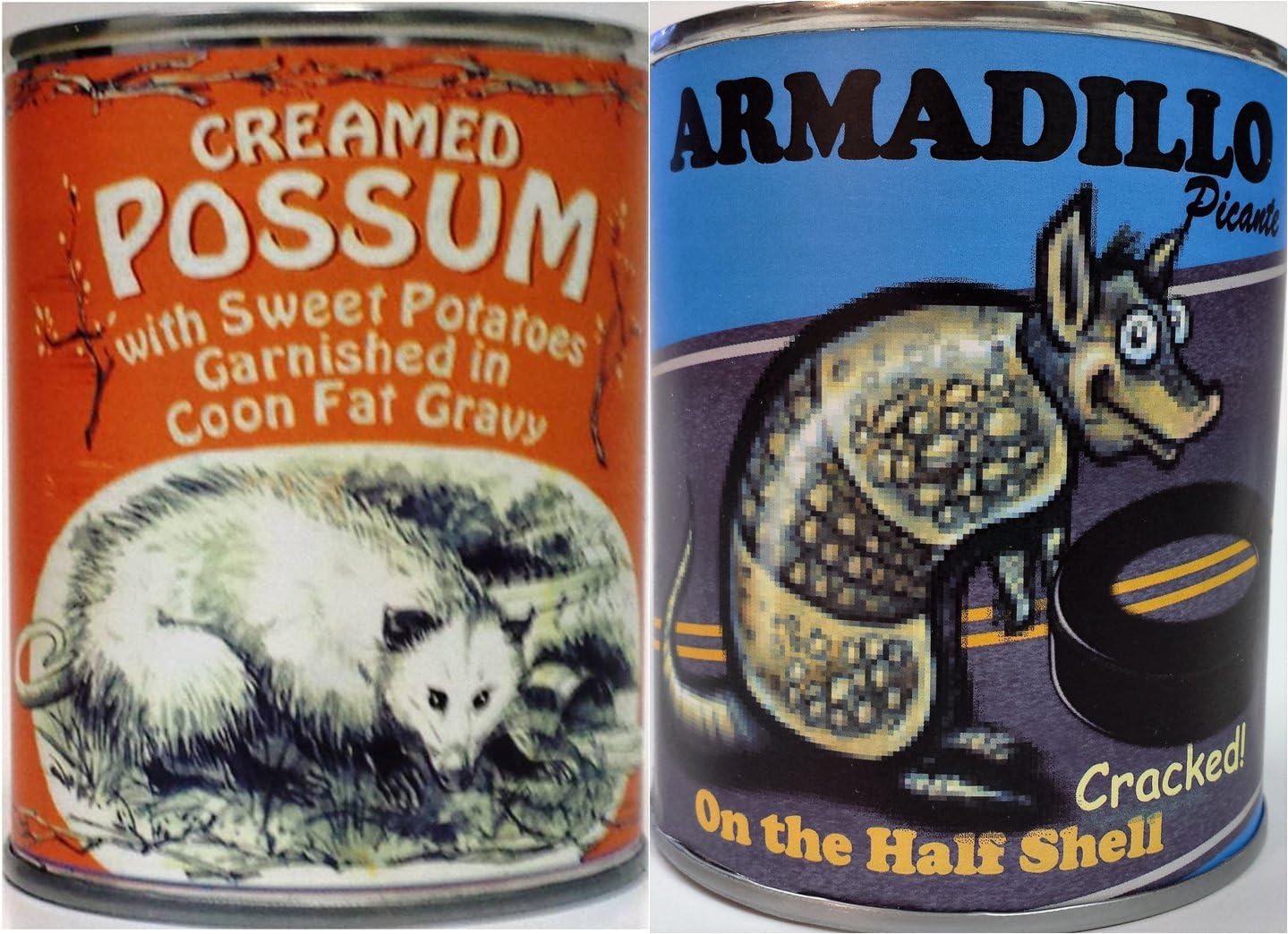 Creamed Possum in Coon Fat Gravy & Armadillo Picante on the Half Shell!