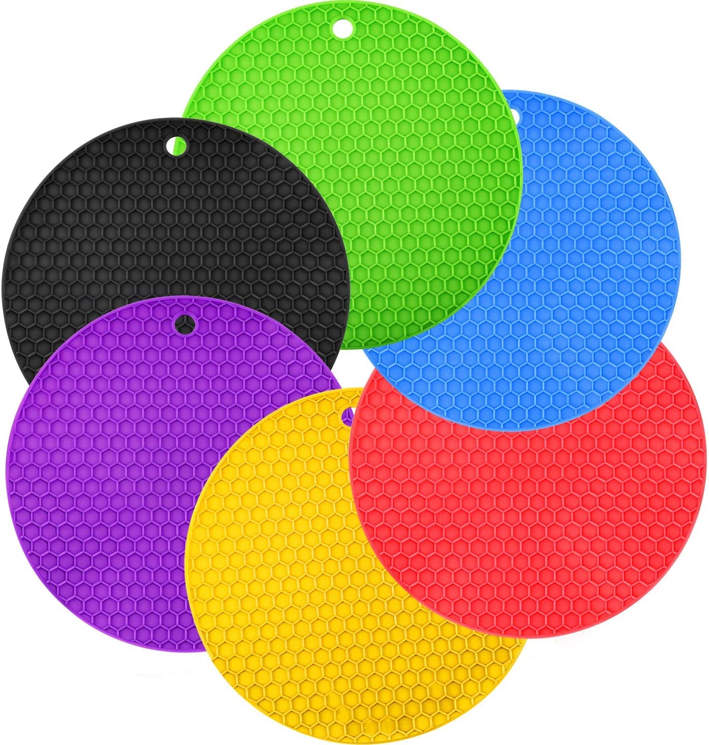 Silicone Trivets, Flexible Multipurpose Hot Pads, Heat Resistant, Soft Non-Slip, Pack of 6, Random Colours