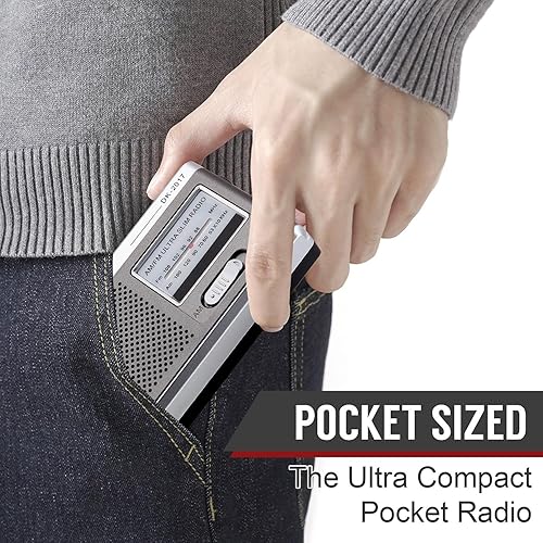 Miniatura 3 de -DK-2017 Mini radio portátil, transistor AM FM con altavoz, conector para auriculares, batería 2AA operada, excelente recepción de largo alcance,