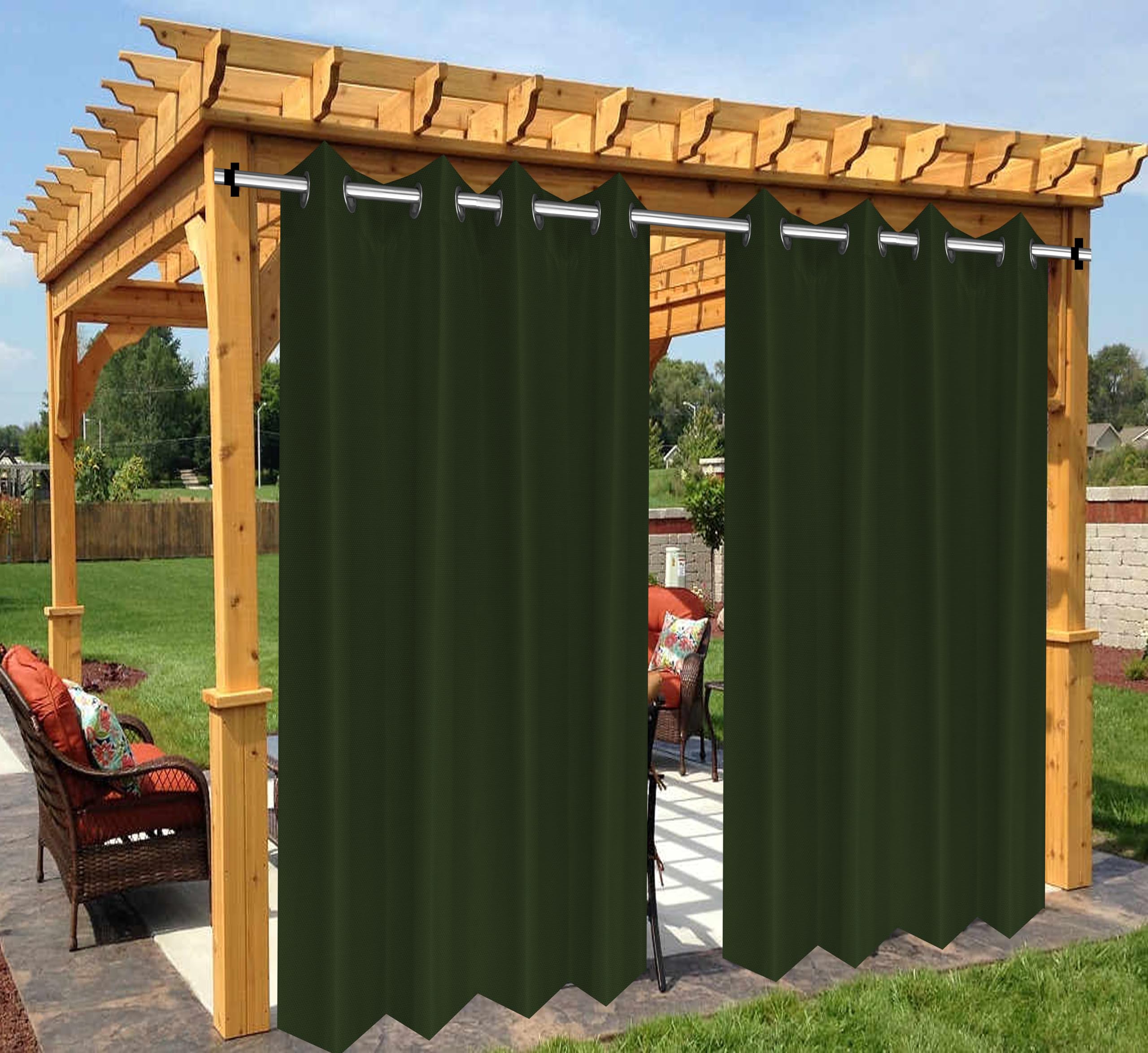 GREEN DECOR – Polyester 300GSM Fabric Waterproof Sun & Rain Blockage Curtains(Military Green 4.5 X 8 Feet,Pack of 2) with Top Style Rust Proof Eyelet Used for Door,Balcony,Outdoor & Indoor Area (B0D7MF9Y9V) Amazon Price History, Amazon Price Tracker