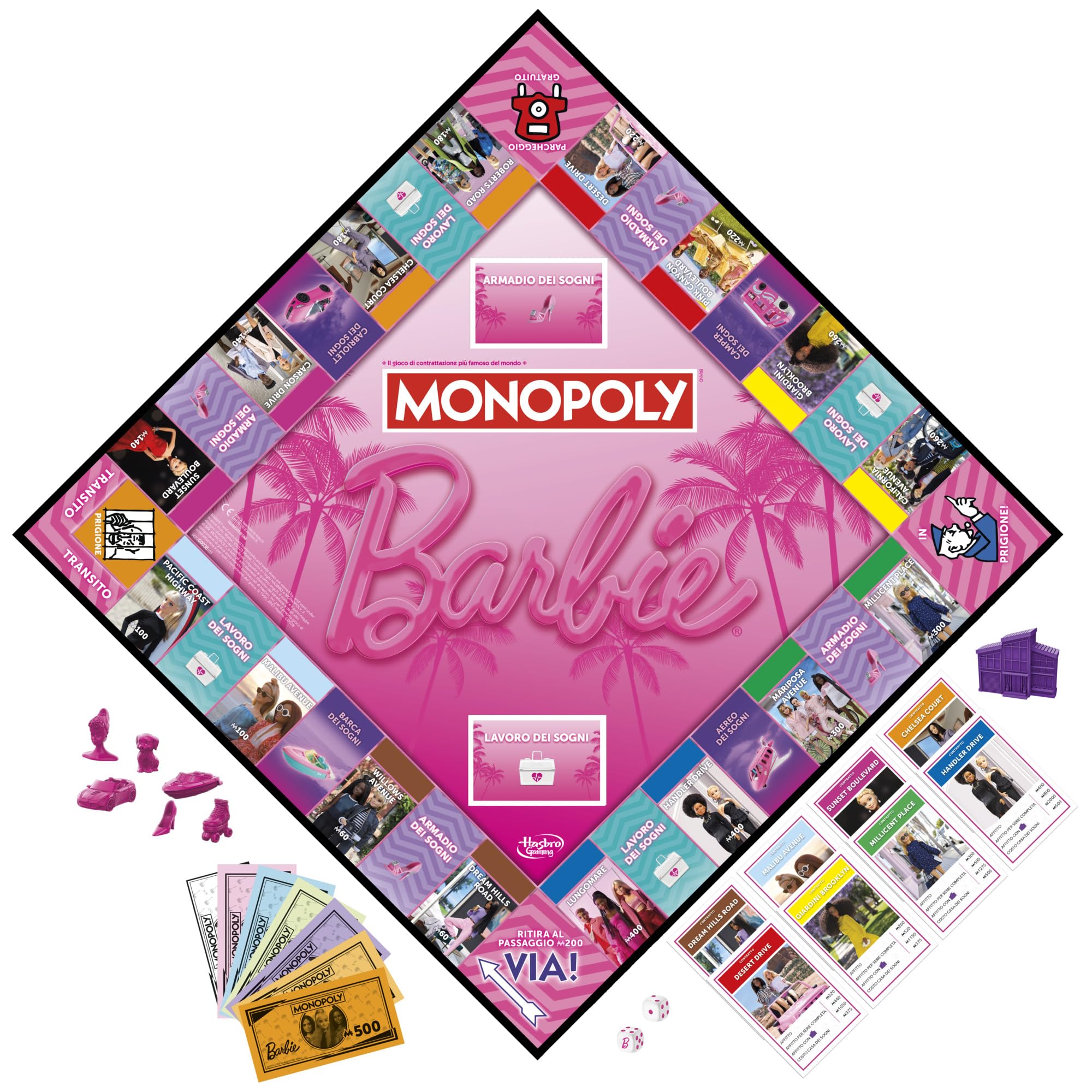 Monopoly: Barbie Edition, gioco da tavolo famiglie, per 2-6 giocatori, dagli 8 anni in su