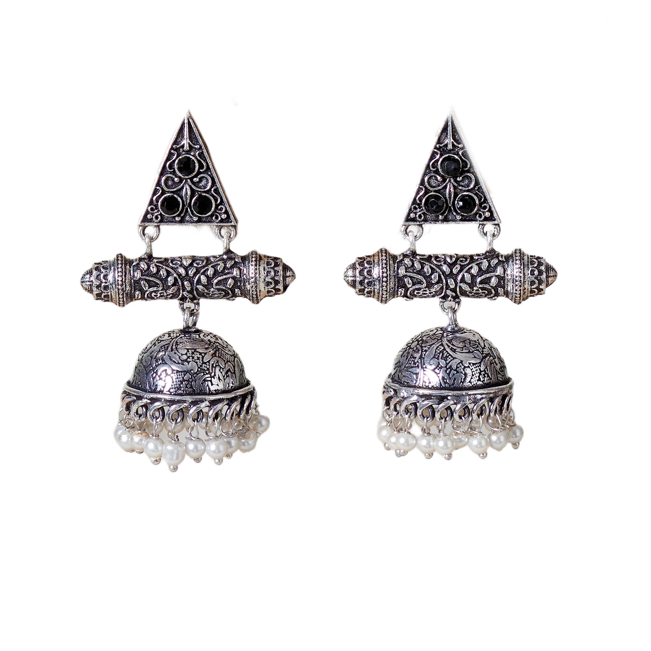 UnfoldSelf Brass Silver Oxidised Jhumki Earring for Girls & Women | Traditional Earrings | Fancy, Stylish Jhumki for Women | Earrings For Women, Girls & Ladies (B0CB11GGBN) Amazon Price History, Amazon Price Tracker