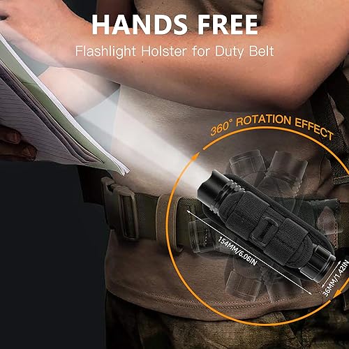 Miniatura 6 de KunHe Linterna recargable linterna de mano linterna táctica con funda de cinturón con clip brillante LED luz de destello con 4 modos de larga