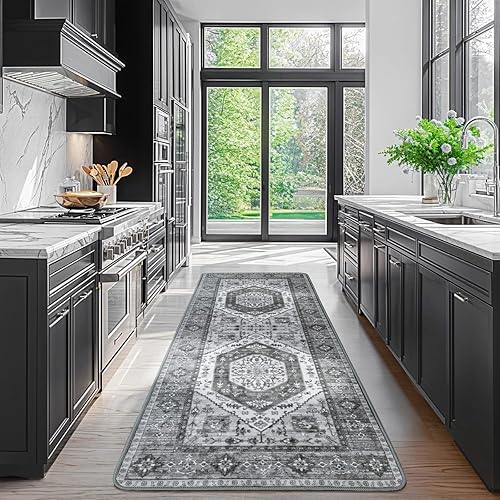 LBRO2M Alfombra de pasillo bohemia de 2 x 6 pies, antideslizante, lavable, para pasillos, dormitorio, cocina, lavandería, alfombra de área apta para